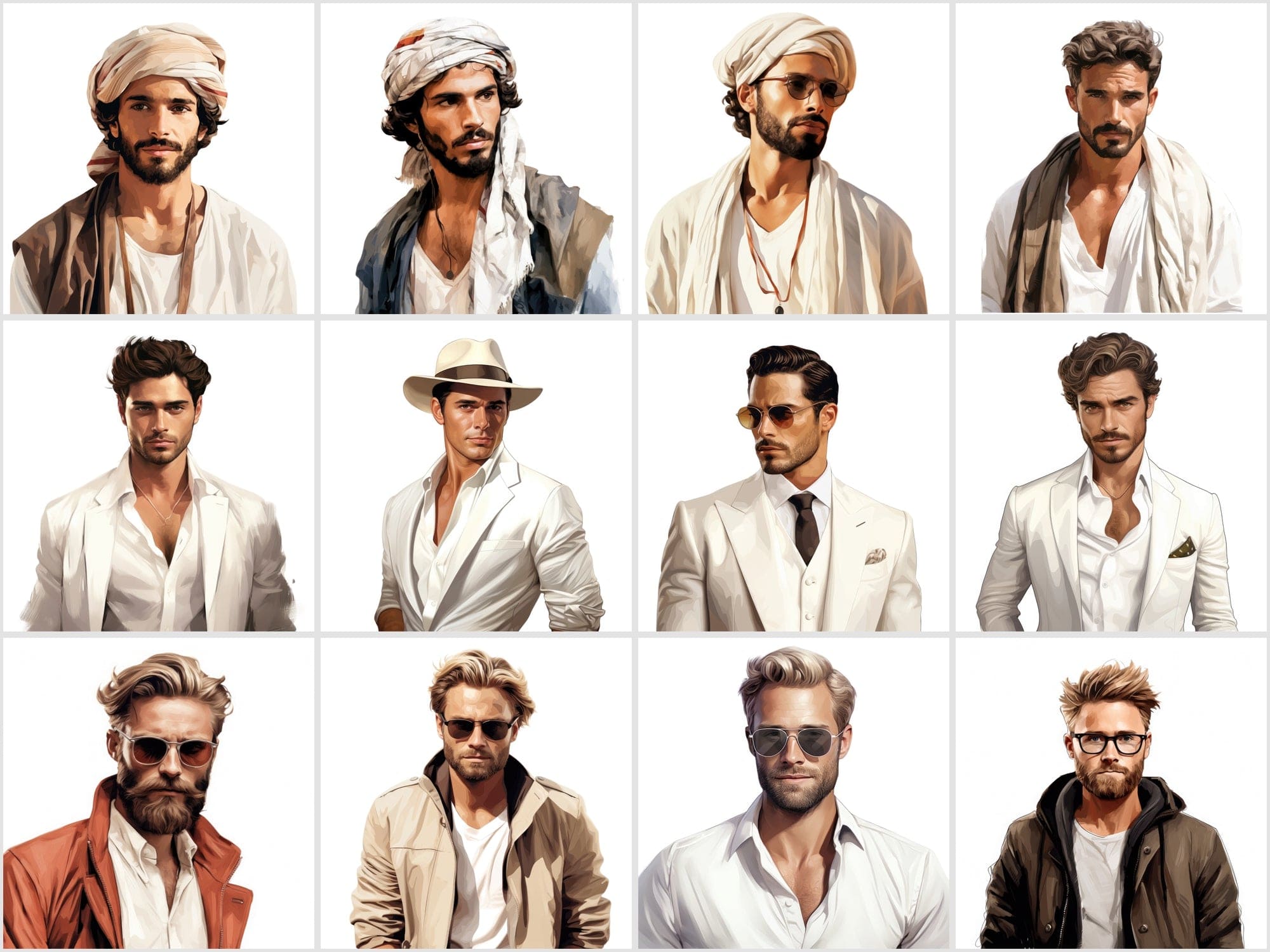 Men of the World: 120 High-Resolution, Commercial Use PNGs Showcasing Stylish Men from Diverse Cultures Digital Download Sumobundle