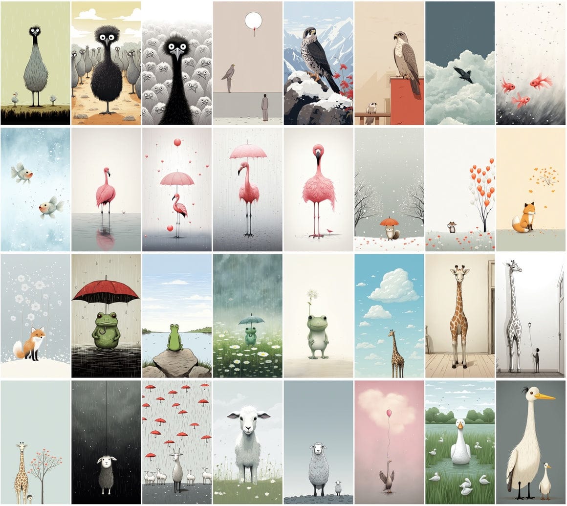 Minimalistic Animal Graphics - Modern Wall Posters - Unique Home Decor Digital Download Sumobundle