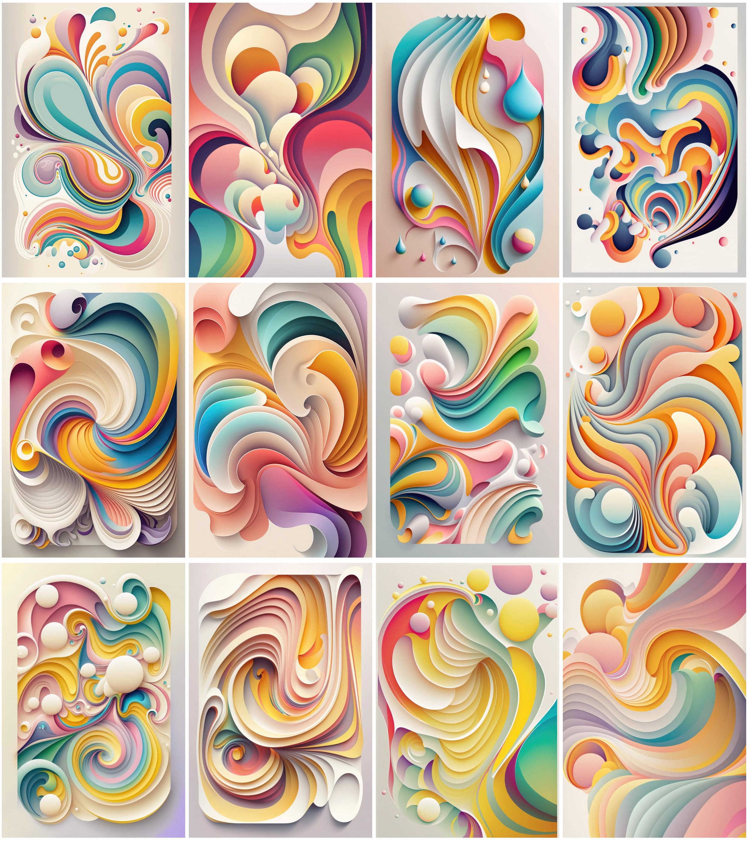 Pastel art geometric wavy swirls background | 100 Stunning Pastel Geometric Swirls Instant Download, Commercial use Digital Download Sumobundle