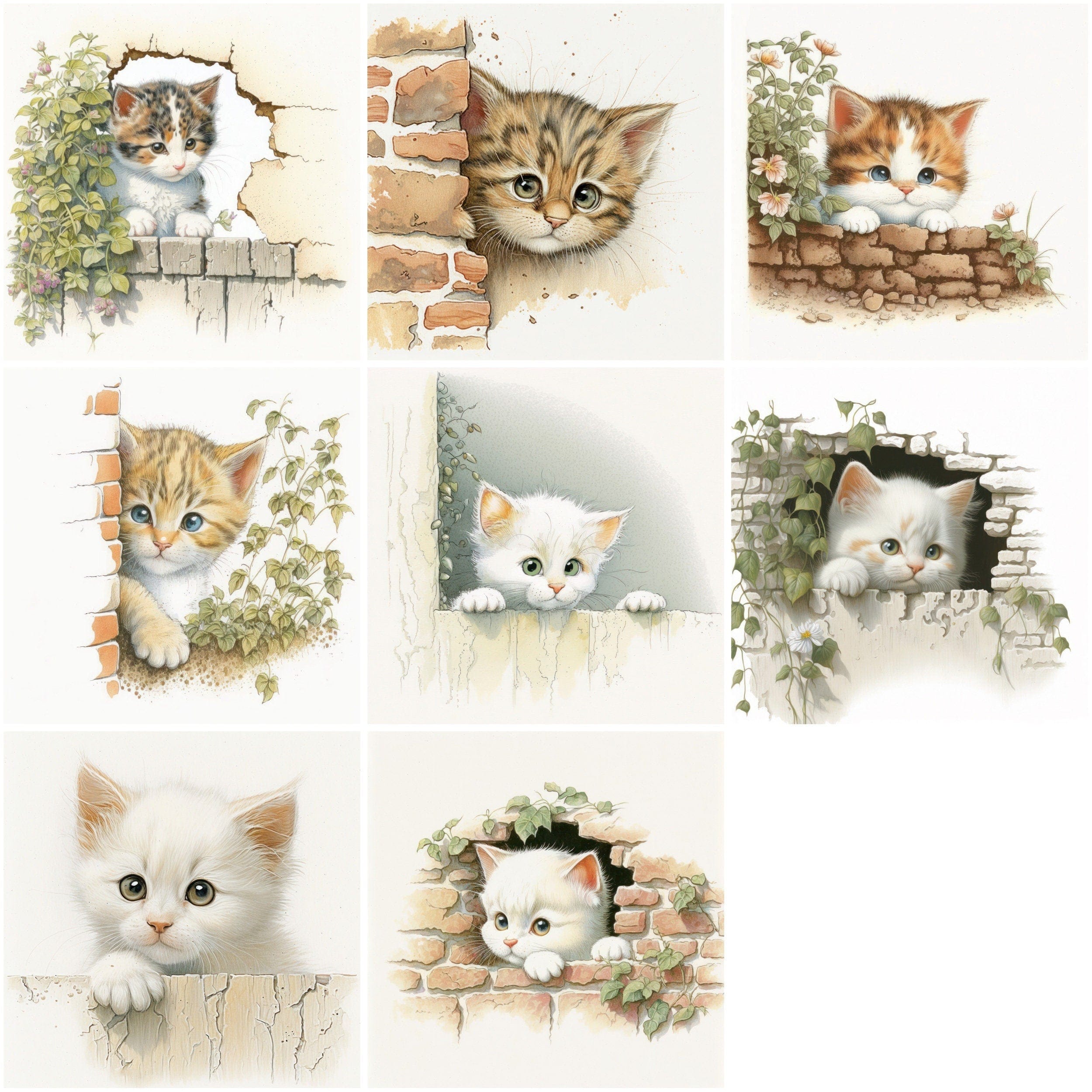 Peekaboo Cats: Adorable Collection of 50 Playful Feline Images, Perfect for Cat Lovers and Wall Art Enthusiasts, Commercial Use Digital Download Sumobundle