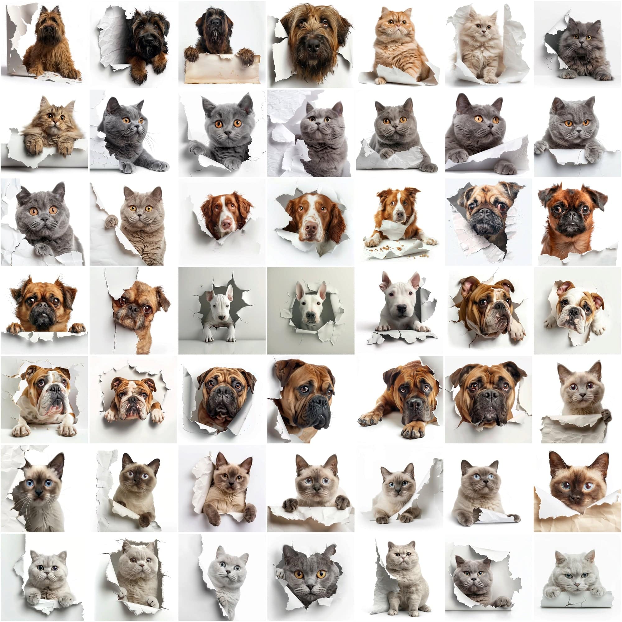 Peekaboo Pets Collection: 730 Adorable Cats & Dogs Hiding Images Digital Download Sumobundle