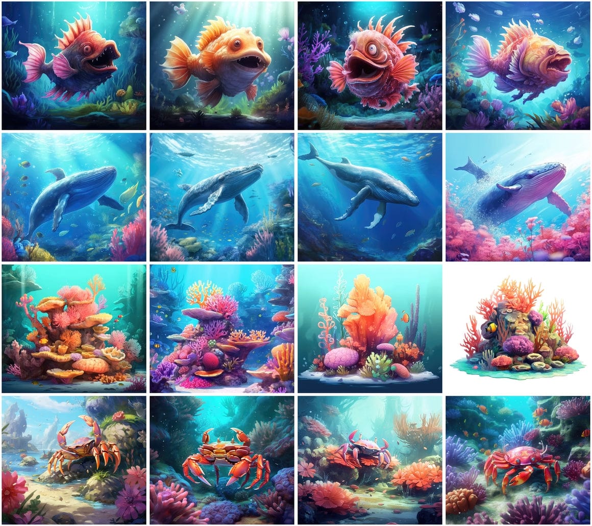 Premium Underwater & Marine Life PNG Images - Commercial License Included Digital Download Sumobundle