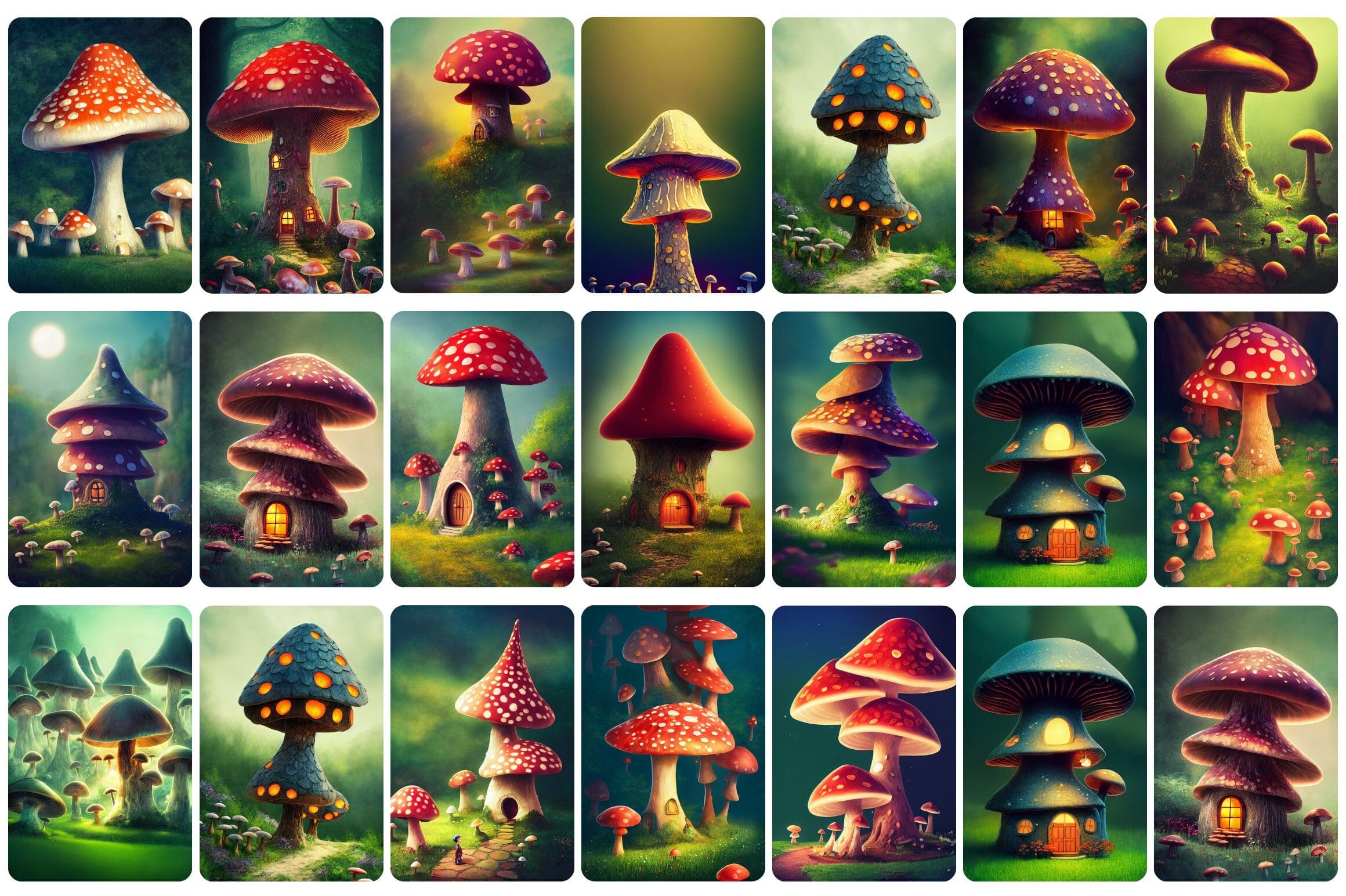 Printable wall art: 110+ Fantasy Magic Mushrooms in Wonderland, Wall Art Set, Digital Download Digital Download Sumobundle