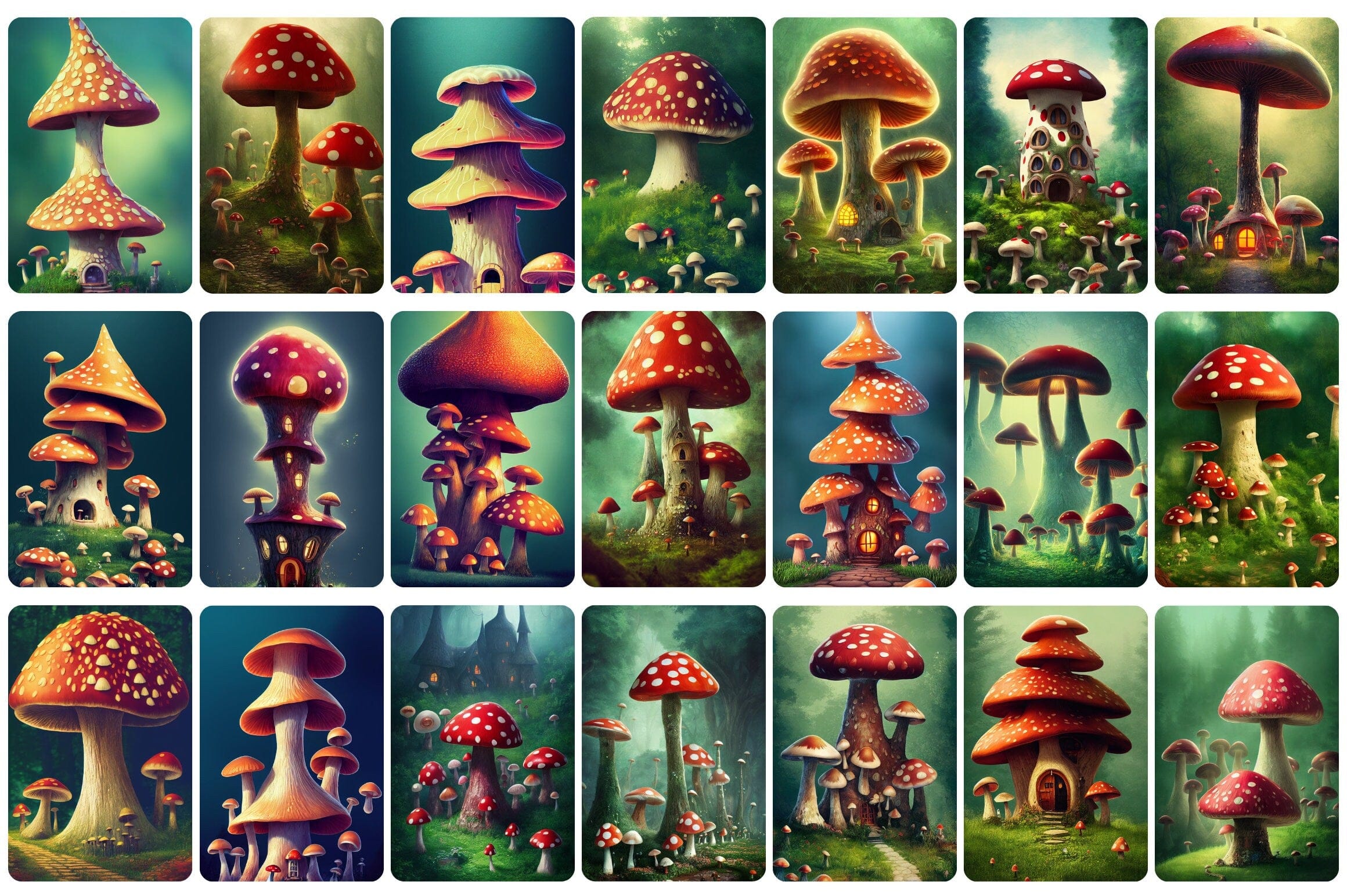Printable wall art: 110+ Fantasy Magic Mushrooms in Wonderland, Wall Art Set, Digital Download Digital Download Sumobundle