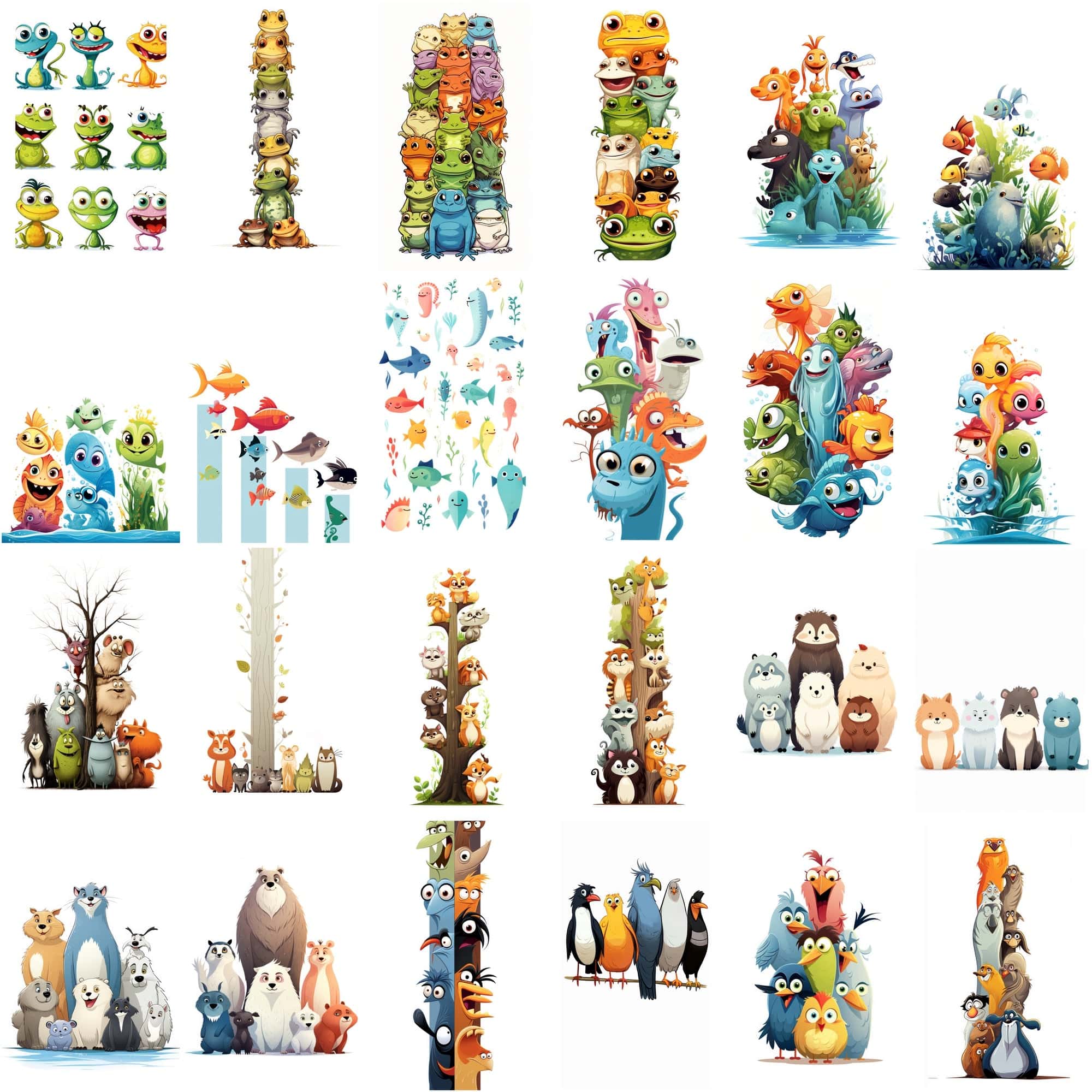 Quirky and Fun Animal Group Portraits Digital Download Sumobundle