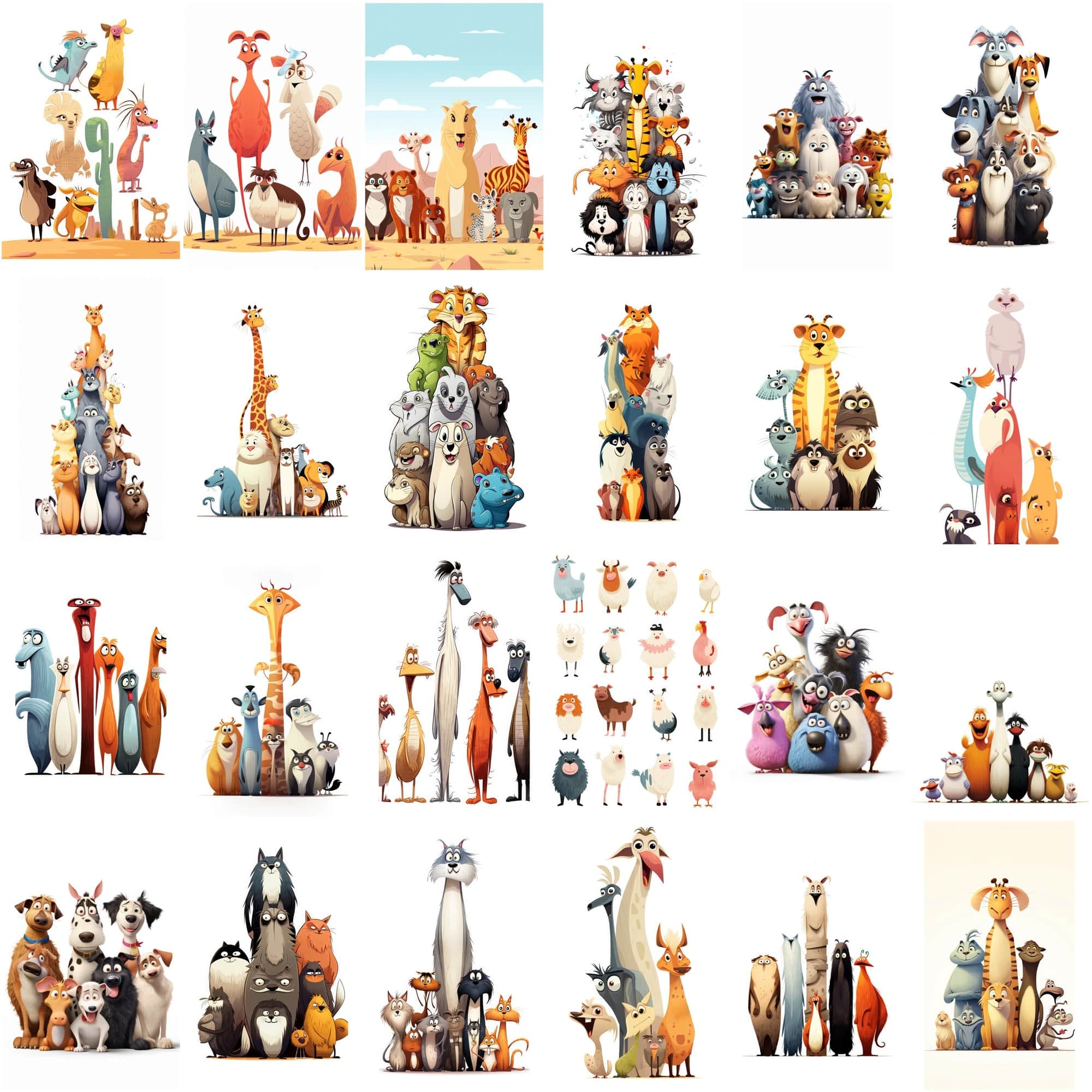 Quirky and Fun Animal Group Portraits Digital Download Sumobundle