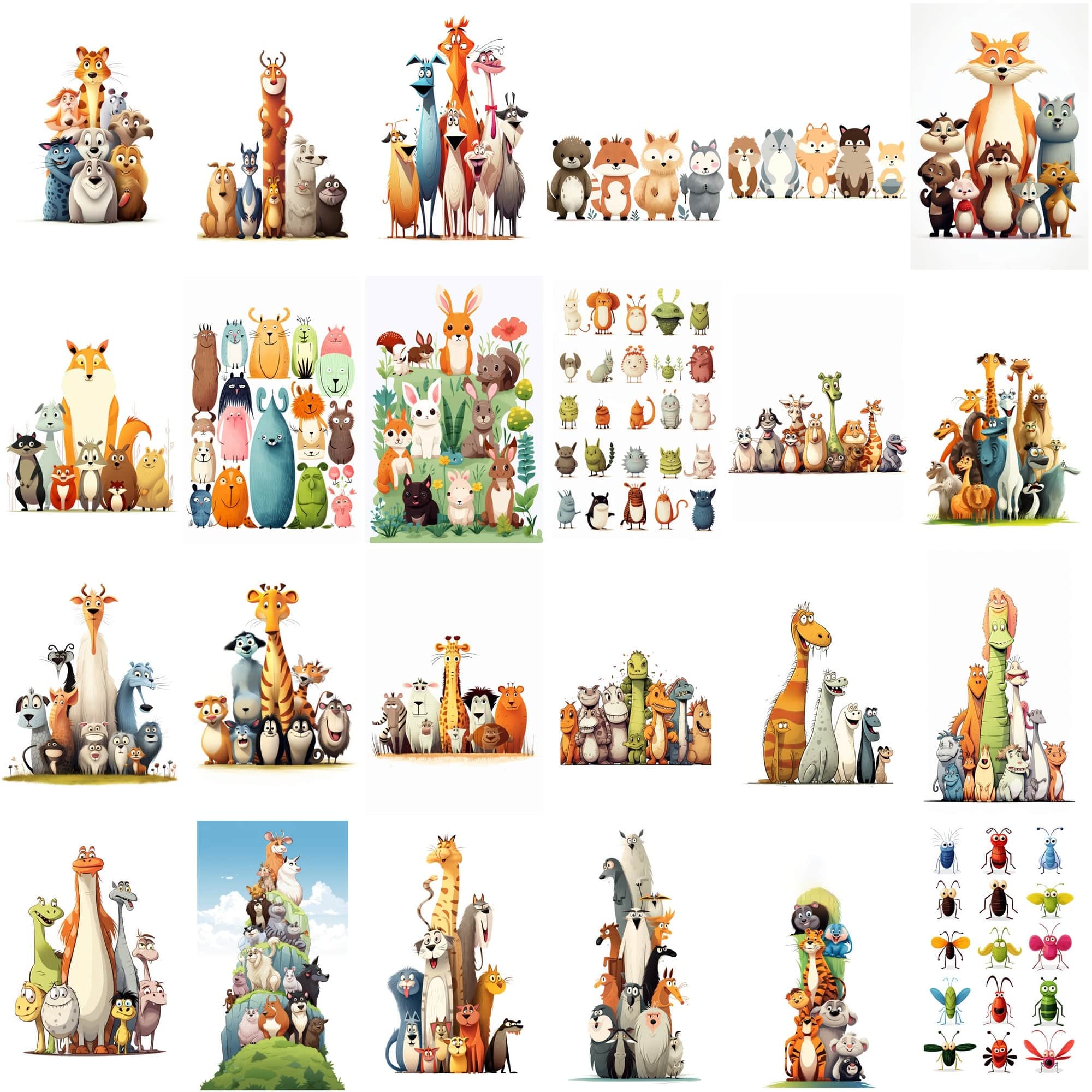 Quirky and Fun Animal Group Portraits Digital Download Sumobundle