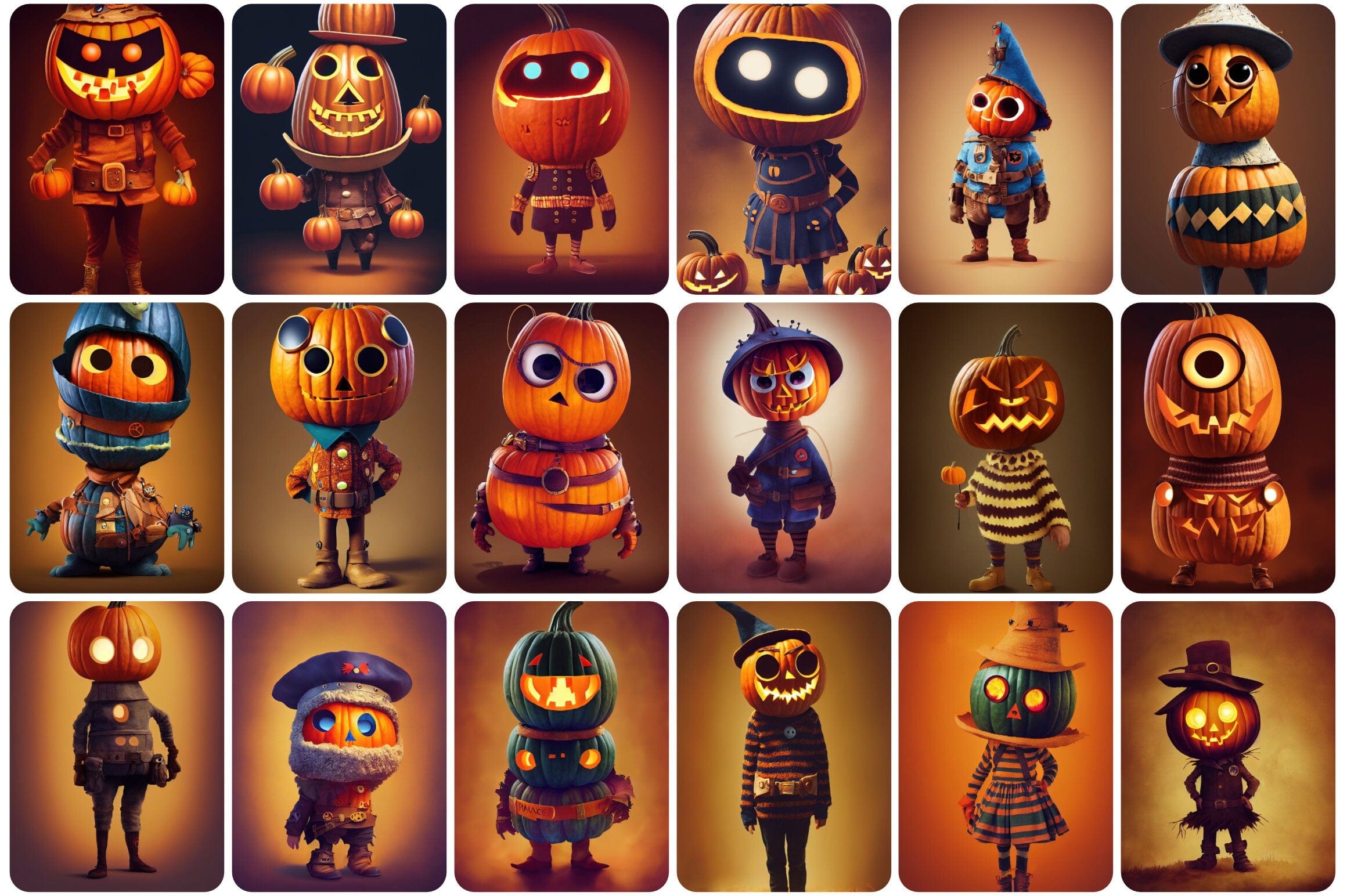 Rare halloween graphic bundle - Anthropomorphic Halloween Graphics Digital Download Sumobundle