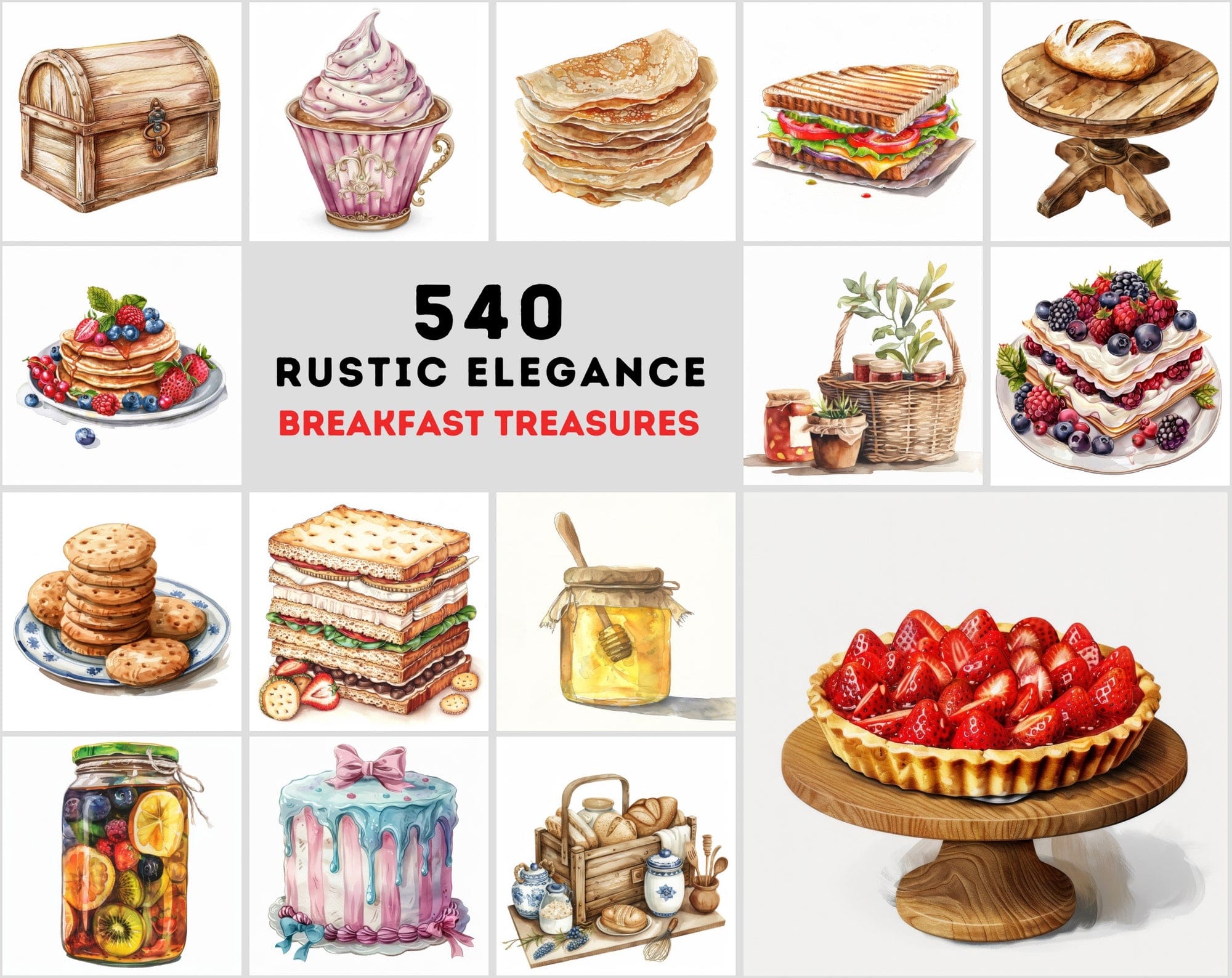 Rustic Breakfast Essentials: 540 High-Quality Images with Commercial License Digital Download Sumobundle