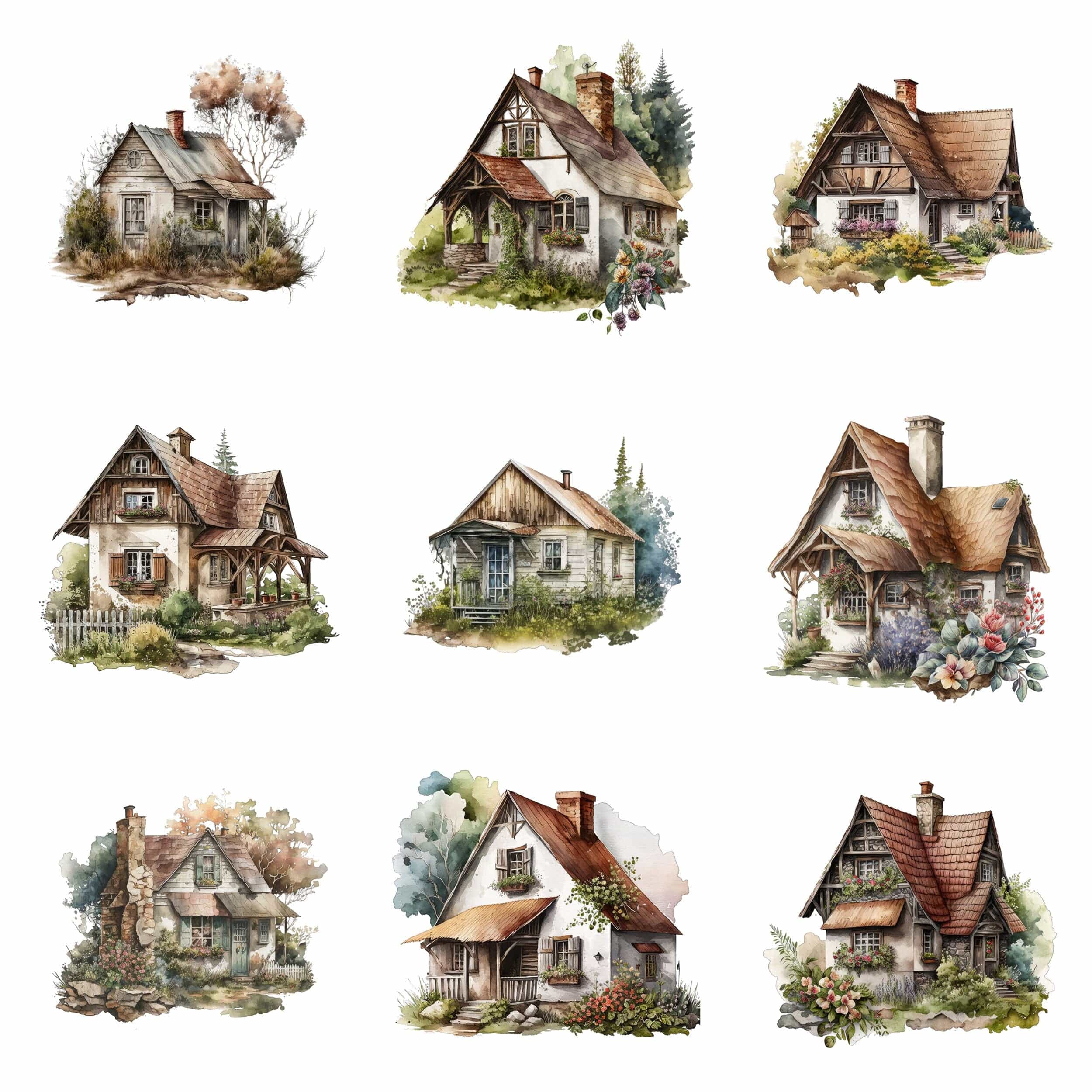 Rustic House & Cottage Bundle - 59 High-Quality Images, Vintage Homes, Cozy Cabins, Country Living, Digital Download, Printable Wall Art Digital Download Sumobundle