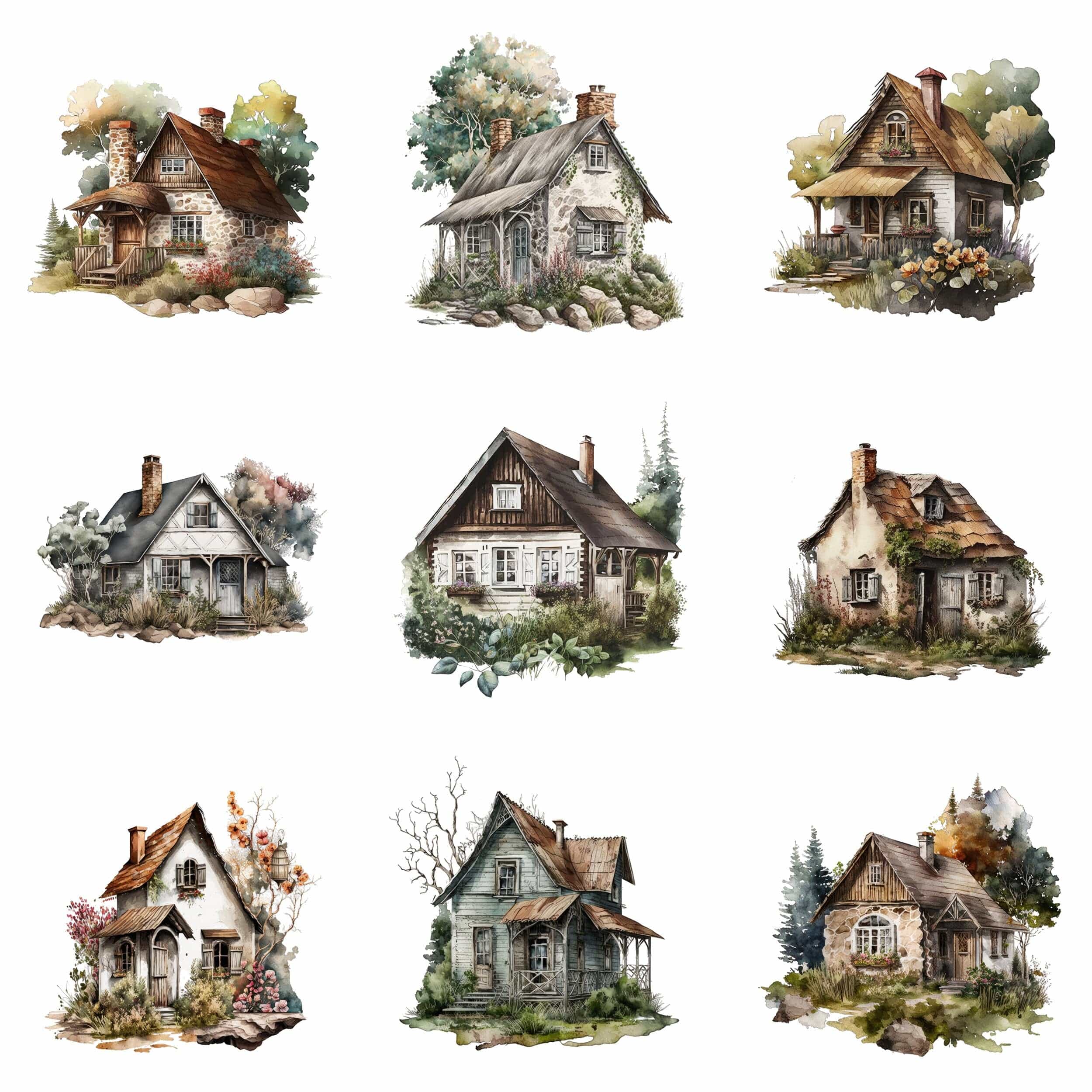 Rustic House & Cottage Bundle - 59 High-Quality Images, Vintage Homes, Cozy Cabins, Country Living, Digital Download, Printable Wall Art Digital Download Sumobundle