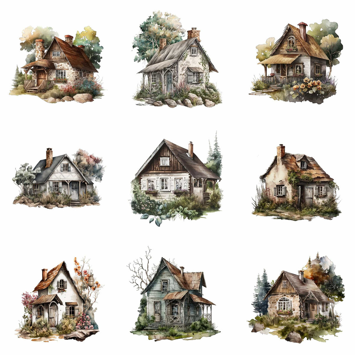 Rustic House & Cottage Bundle - 59 High-Quality Images, Vintage Homes,