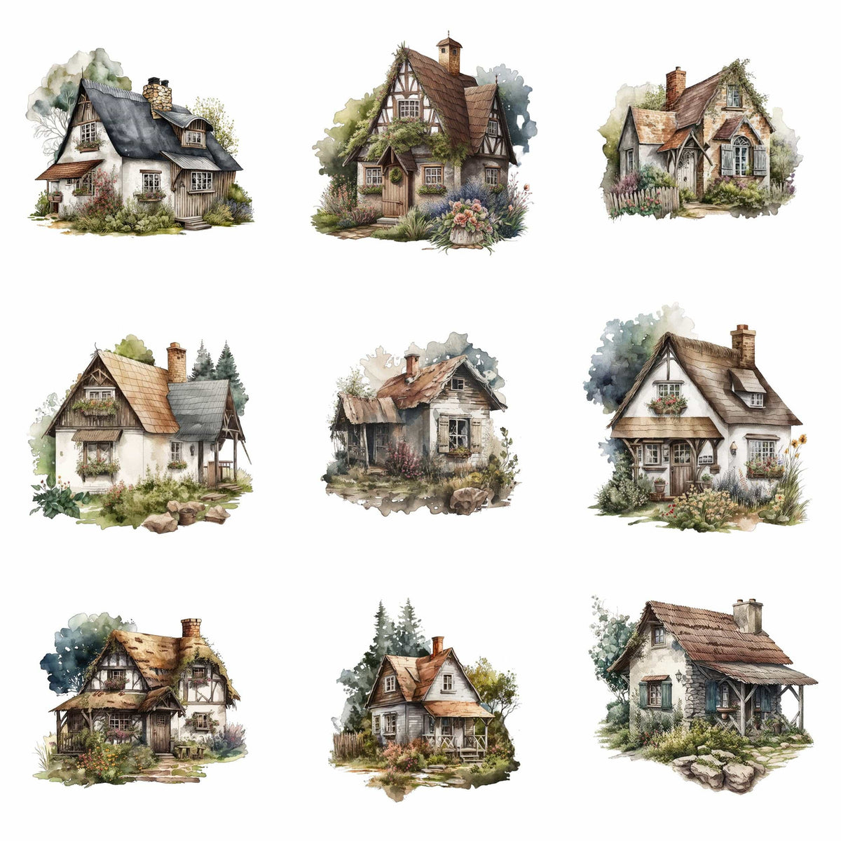 Rustic House & Cottage Bundle - 59 High-Quality Images, Vintage Homes,