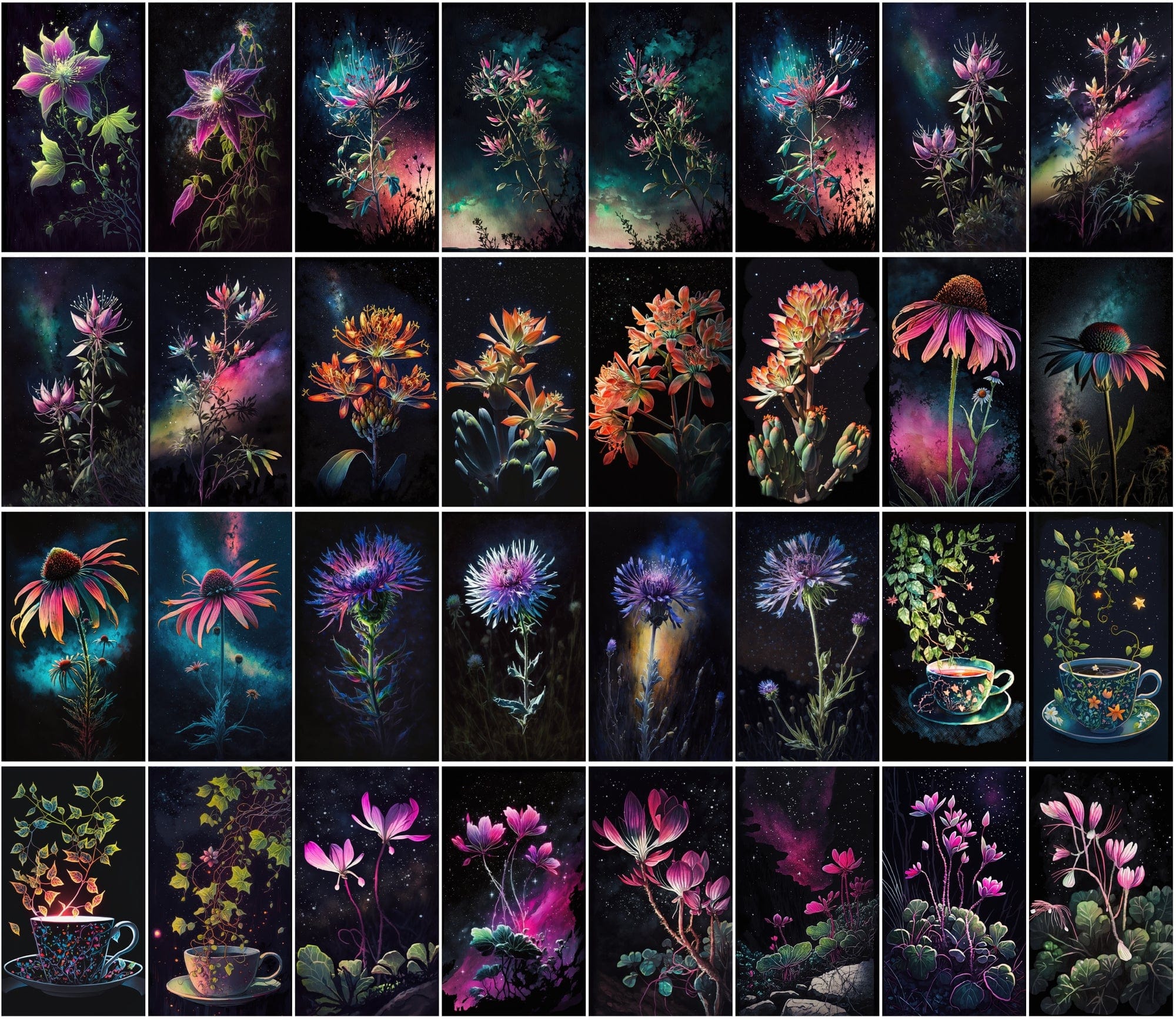 Stunning Floral & Starry Sky Images - High-Resolution, Colorful, Commercial Use - 470 JPG Collection Digital Download Sumobundle