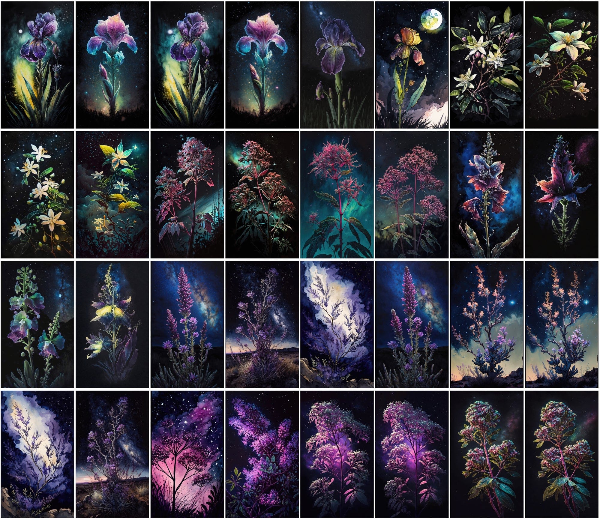 Stunning Floral & Starry Sky Images - High-Resolution, Colorful, Commercial Use - 470 JPG Collection Digital Download Sumobundle