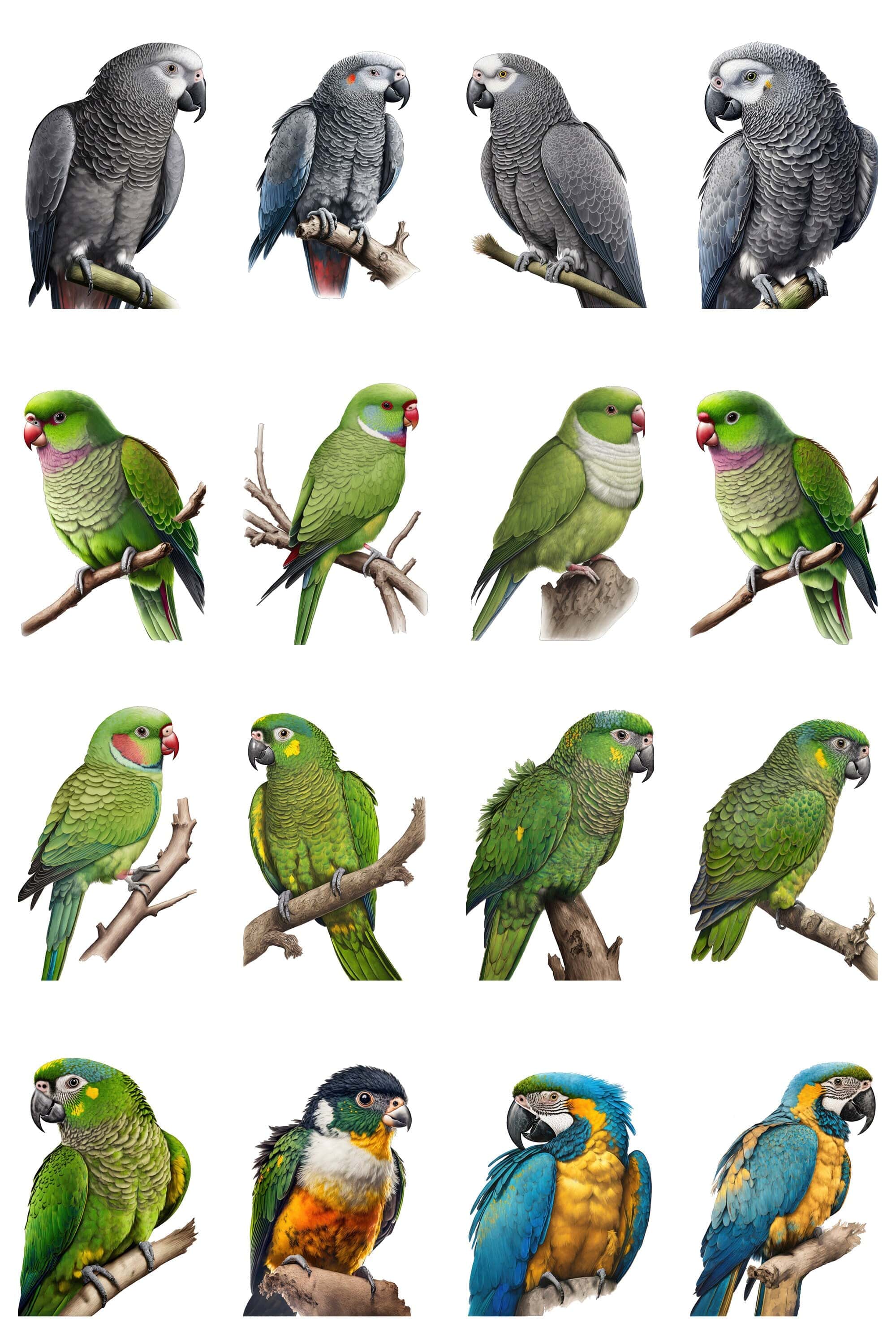 Stunning Parrot Image Bundle - 160 High-Quality PNG Parrot Illustrations with Transparent Backgrounds - Commercial Use - Digital Download Sumobundle