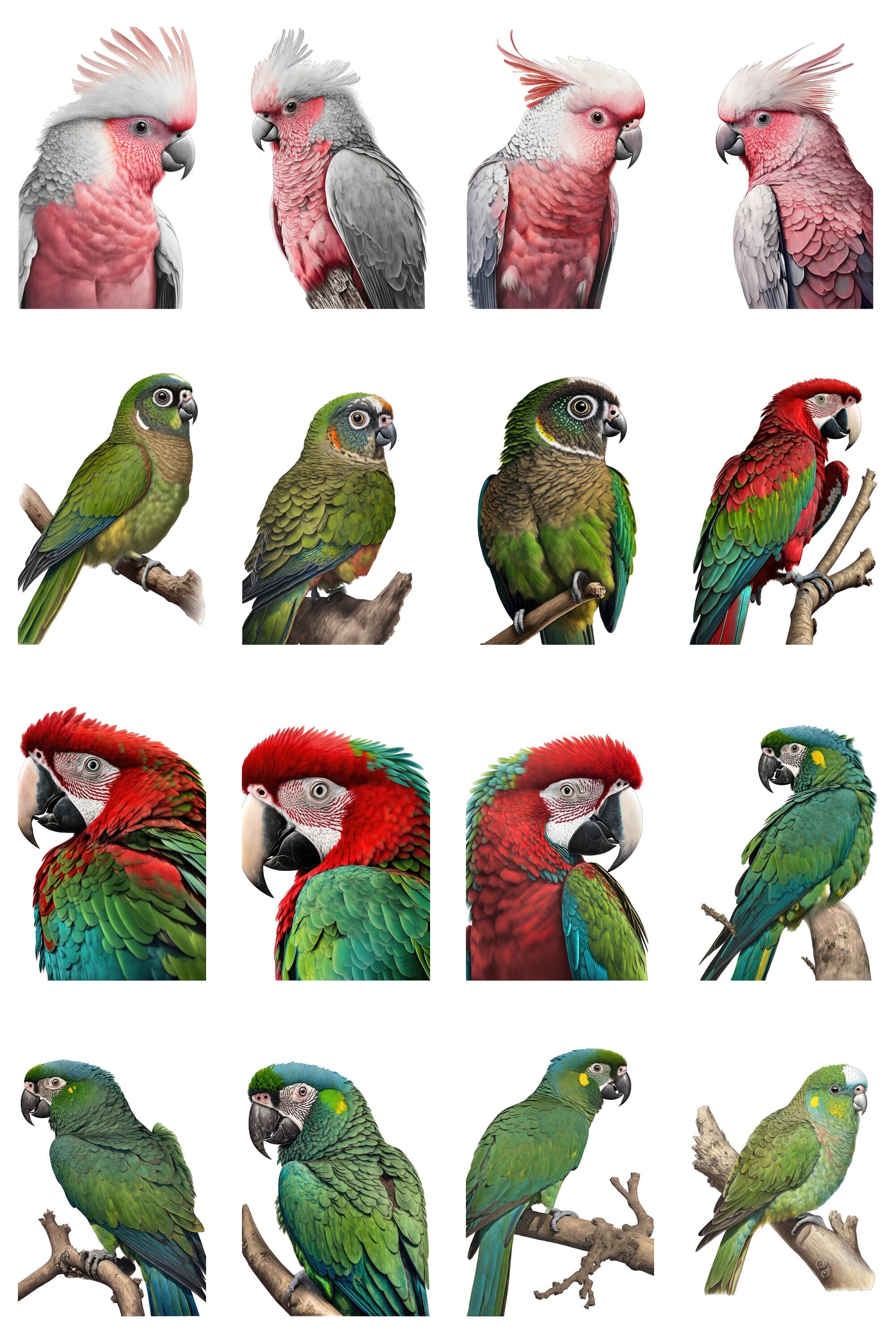 Stunning Parrot Image Bundle - 160 High-Quality PNG Parrot Illustrations with Transparent Backgrounds - Commercial Use - Digital Download Sumobundle