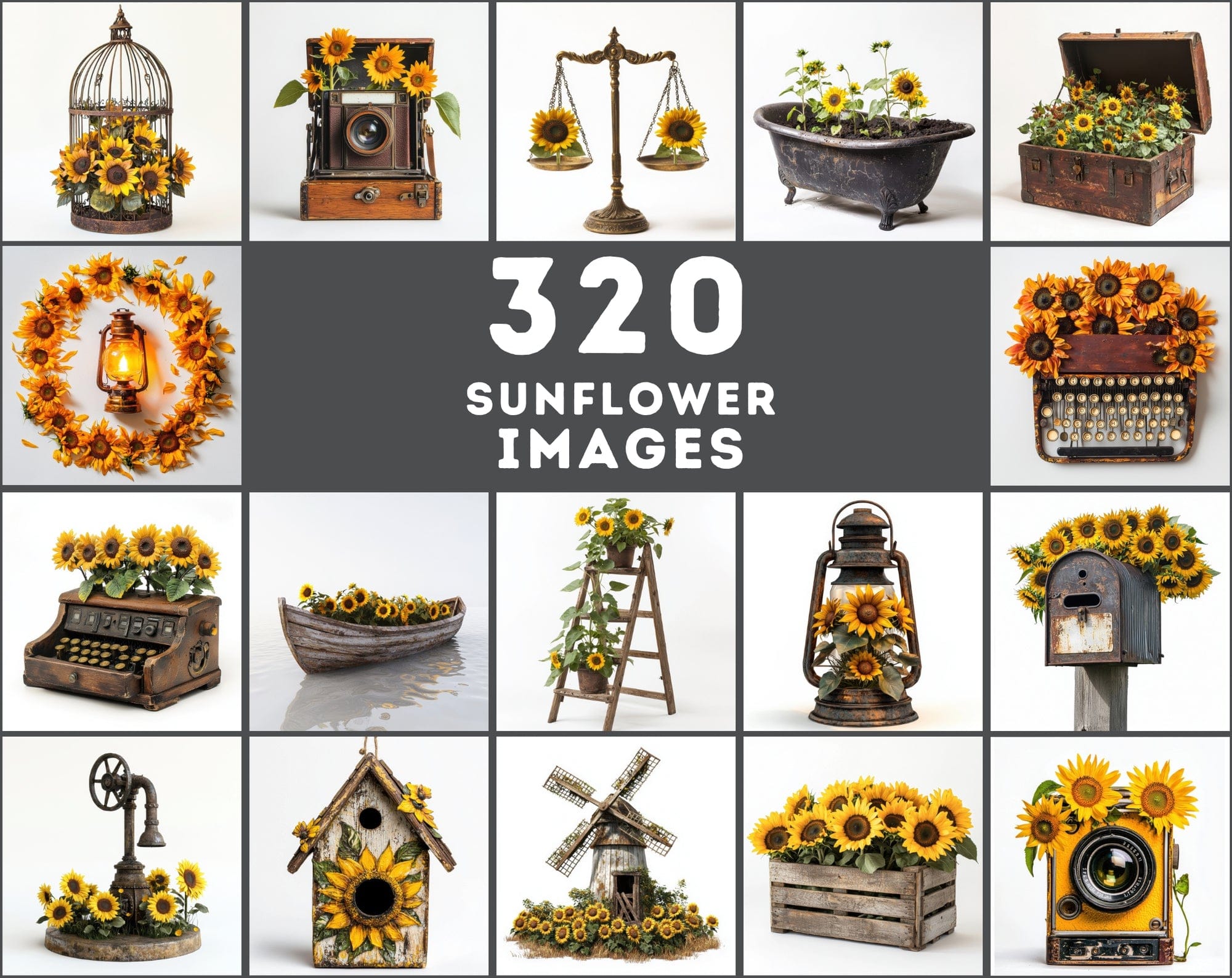 Sunflower Lover's Image Bundle - 320 JPG Images Digital Download Sumobundle