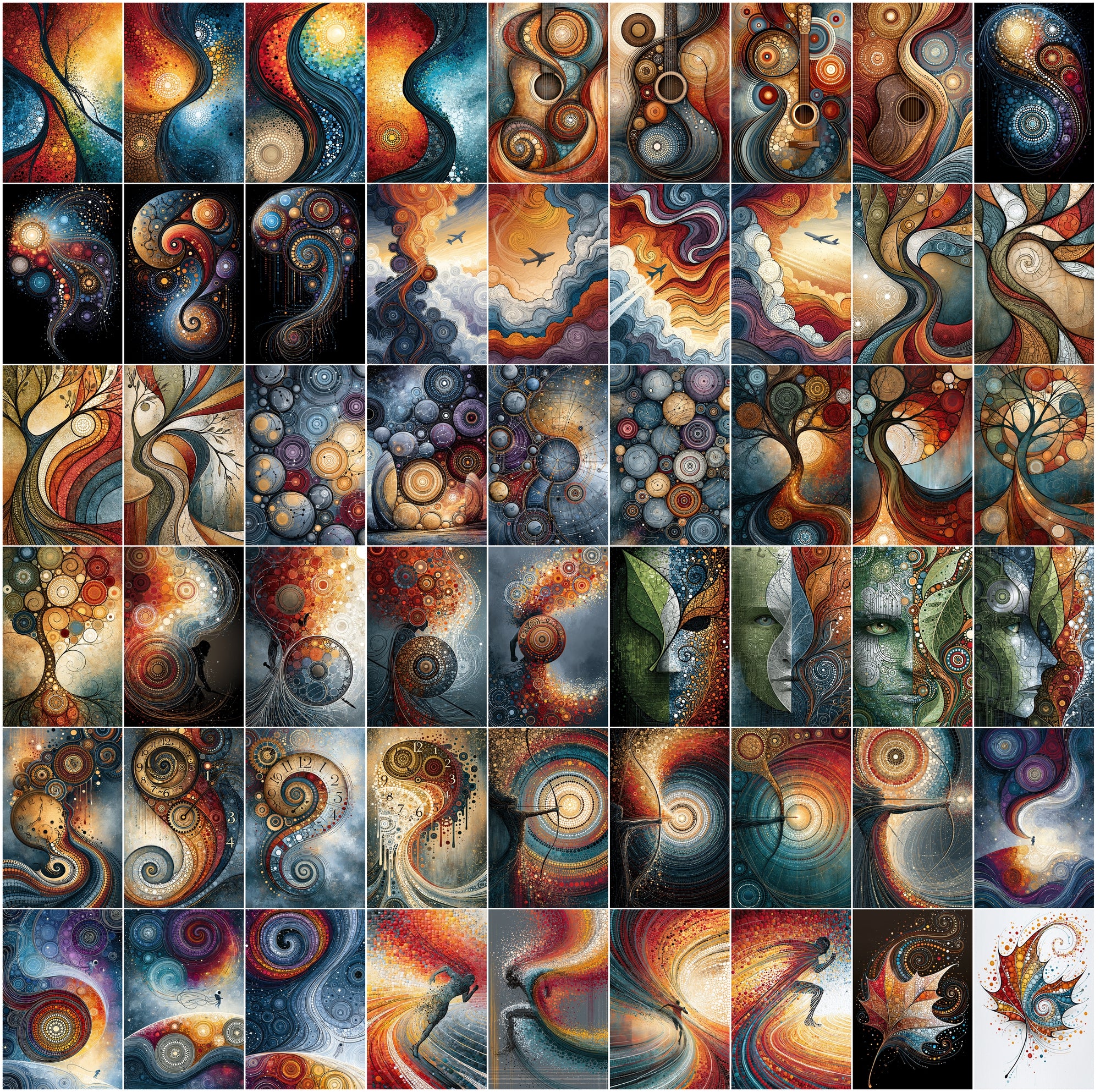 600 Dot Art Abstract Clipart Bundle, Colorful JPG Wall Art Images, Animals People Landscapes Commercial License