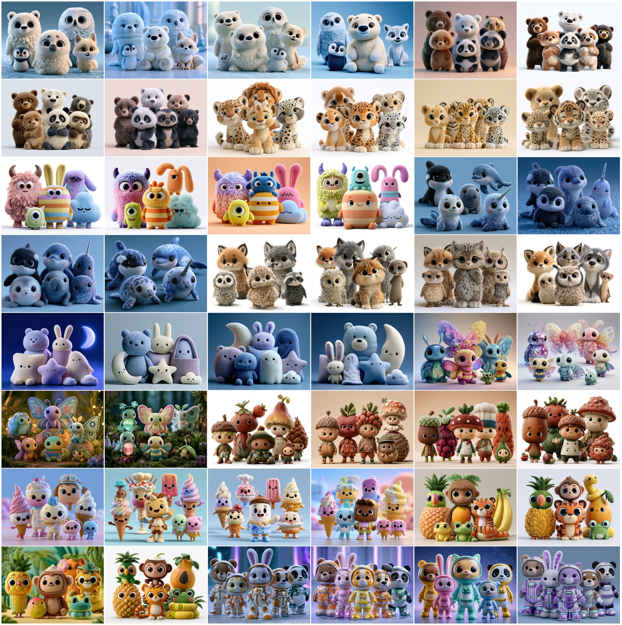 635 Cute Friendship Characters JPG Bundle – Kids, Best Friends & Animated Clipart with Commercial License