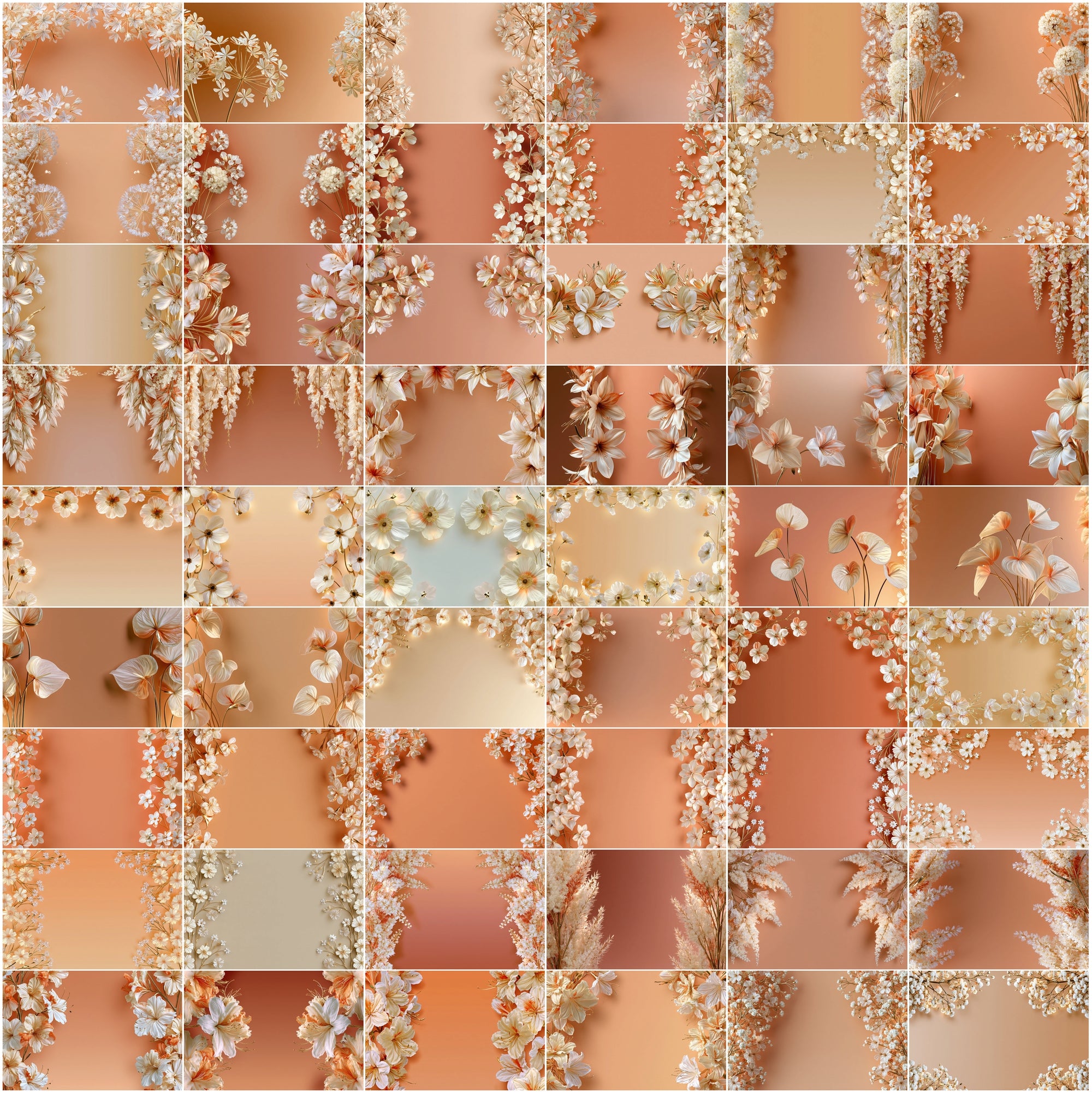640 Floral Background Images, Elegant Flower JPG Bundle for Invitations, Branding, Scrapbooking & Commercial Use