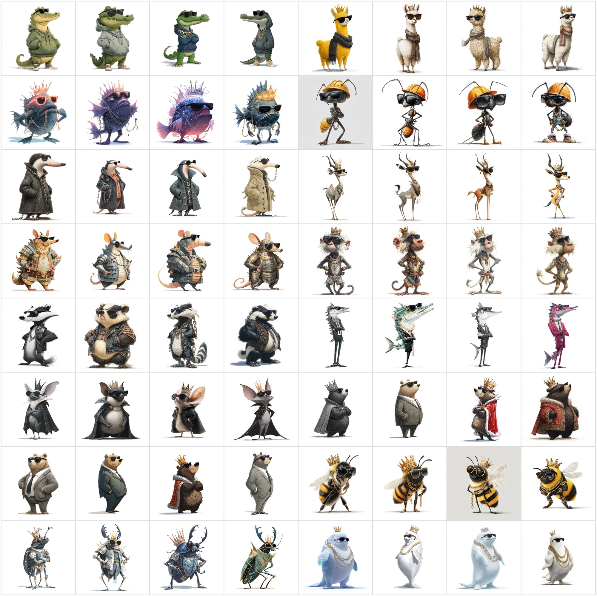 615+ Animal Clipart Mega Bundle, High-Res JPGs, Commercial Use, Vibrant Cartoon Animals for Sublimation, Stickers & Web Design