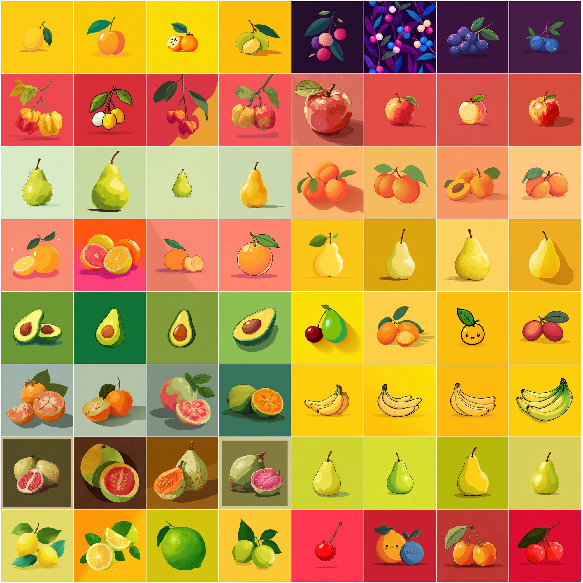 610 Fruit Images Bundle | Colorful Fruit Illustrations