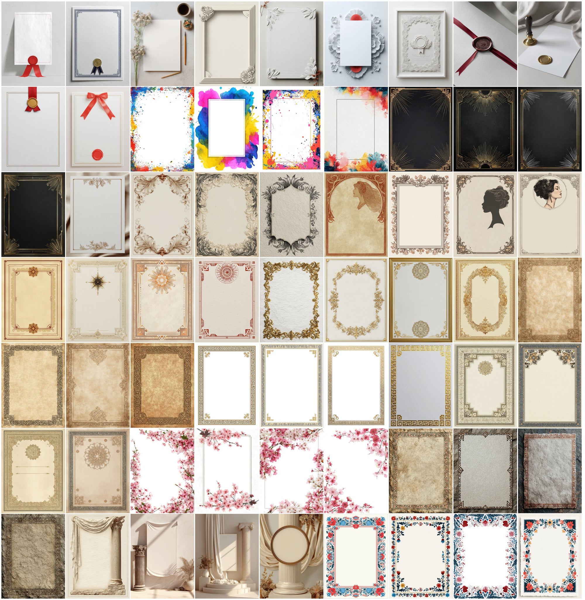 637 Blank Certificate Mockup Bundle, Commercial License, Gold Foil Borders, Vintage & Modern Designs, Printable Templates