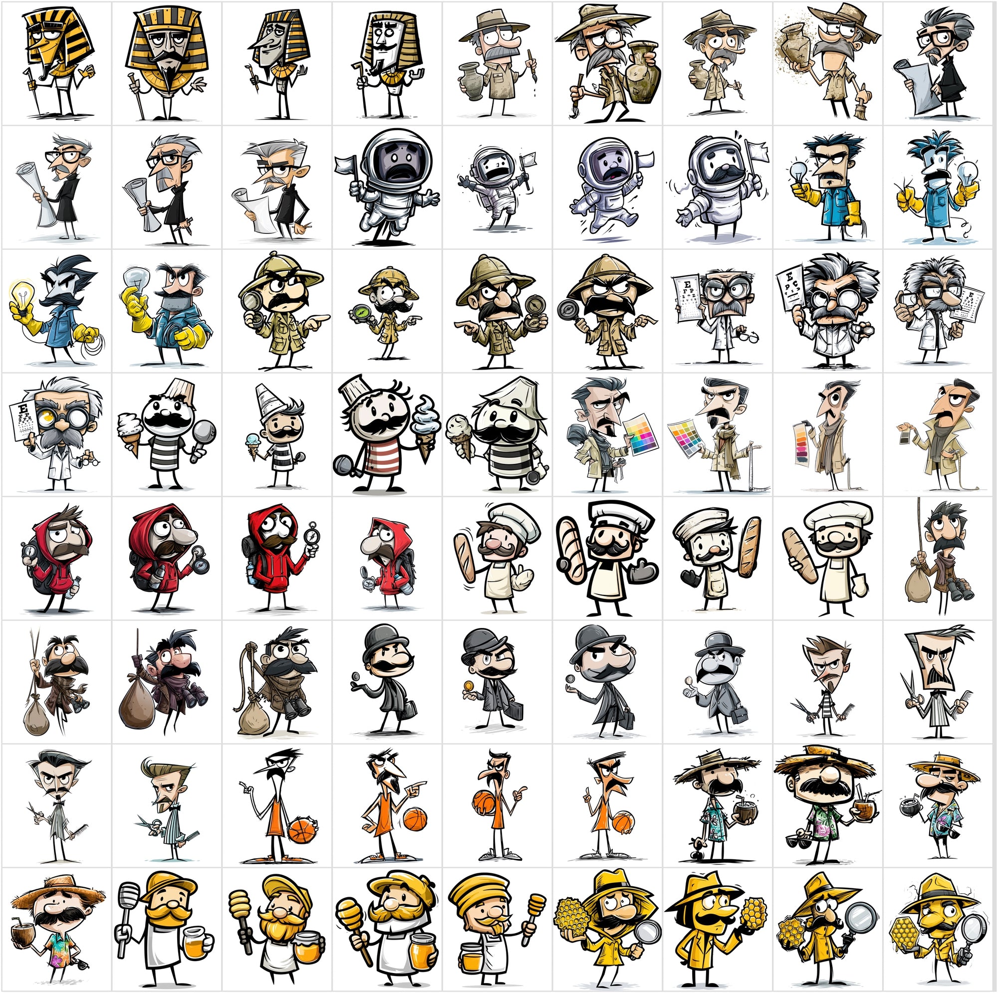630 Funny Animal Cartoon Clipart Bundle, Cute Character JPG Images