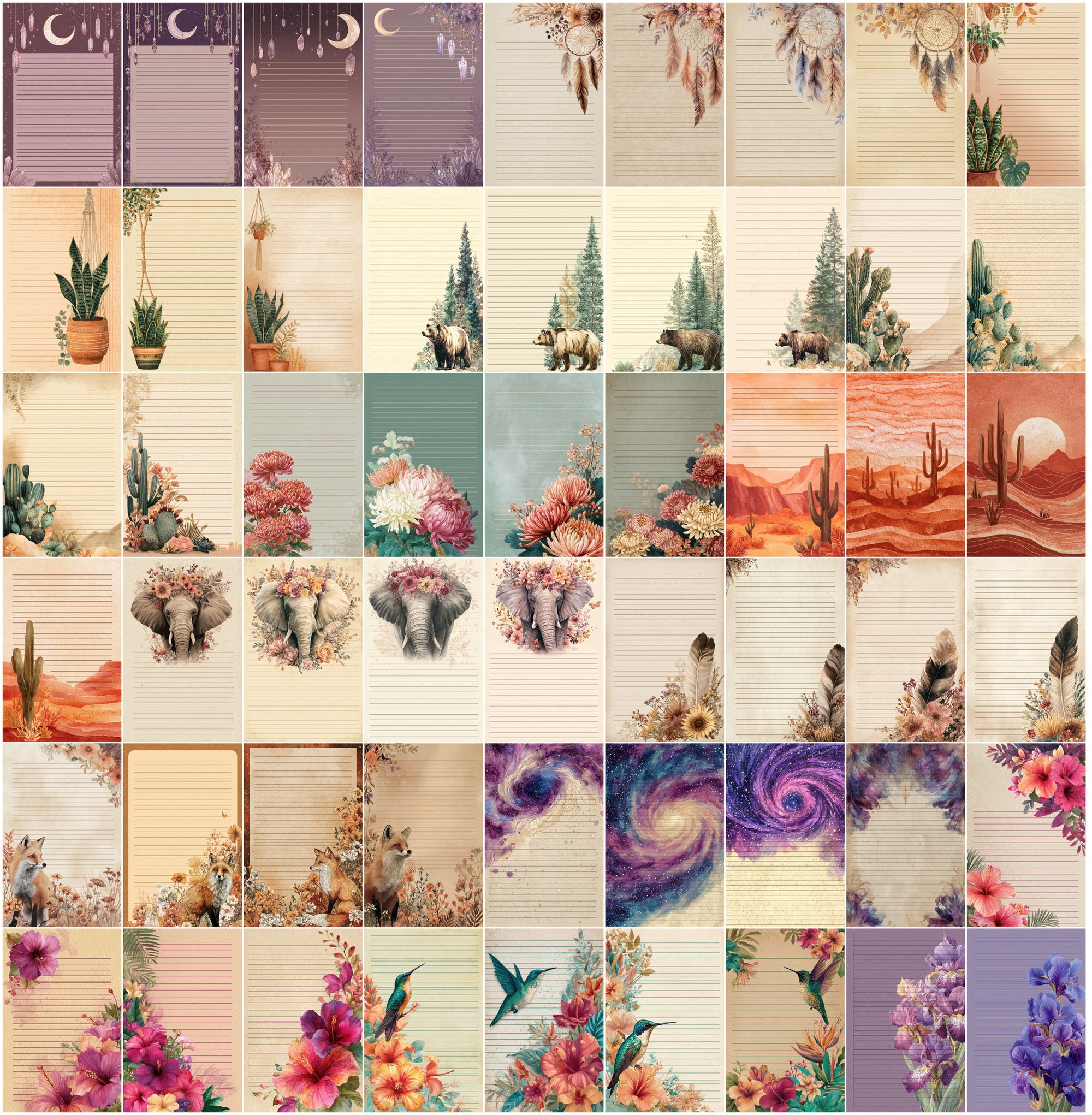 636 Decorative Lined Paper Designs — Boho, Vintage, Cottagecore, Modern Styles for Journals, Planners and Printables