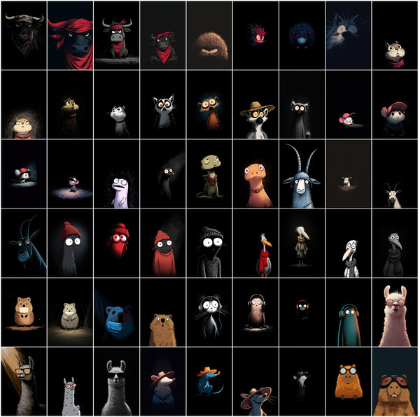 630 Animals Almost Visible in the Darkness | Cute Cartoon Animal Clipa