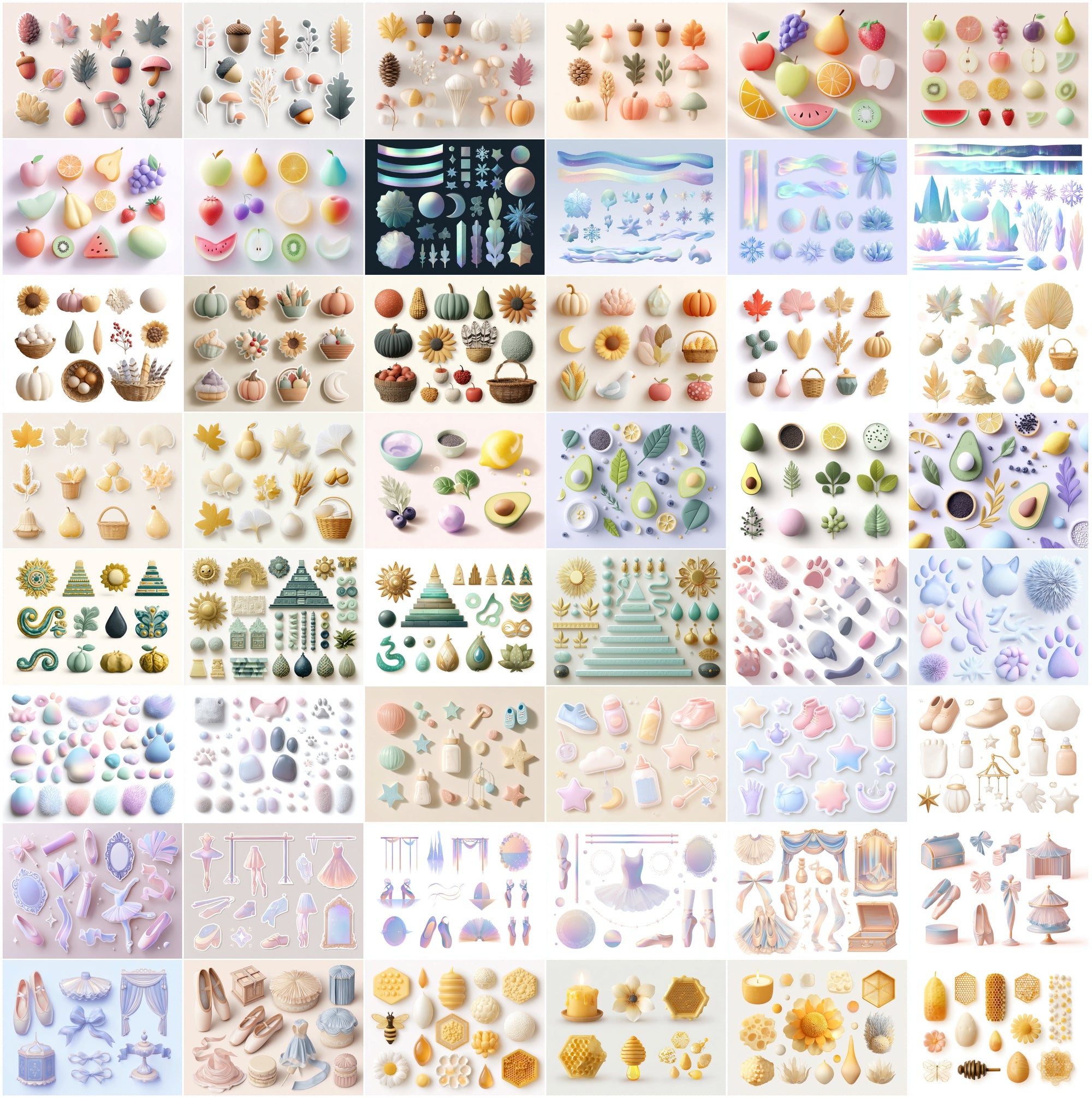 640 3D Decorative Element Clipart Pack