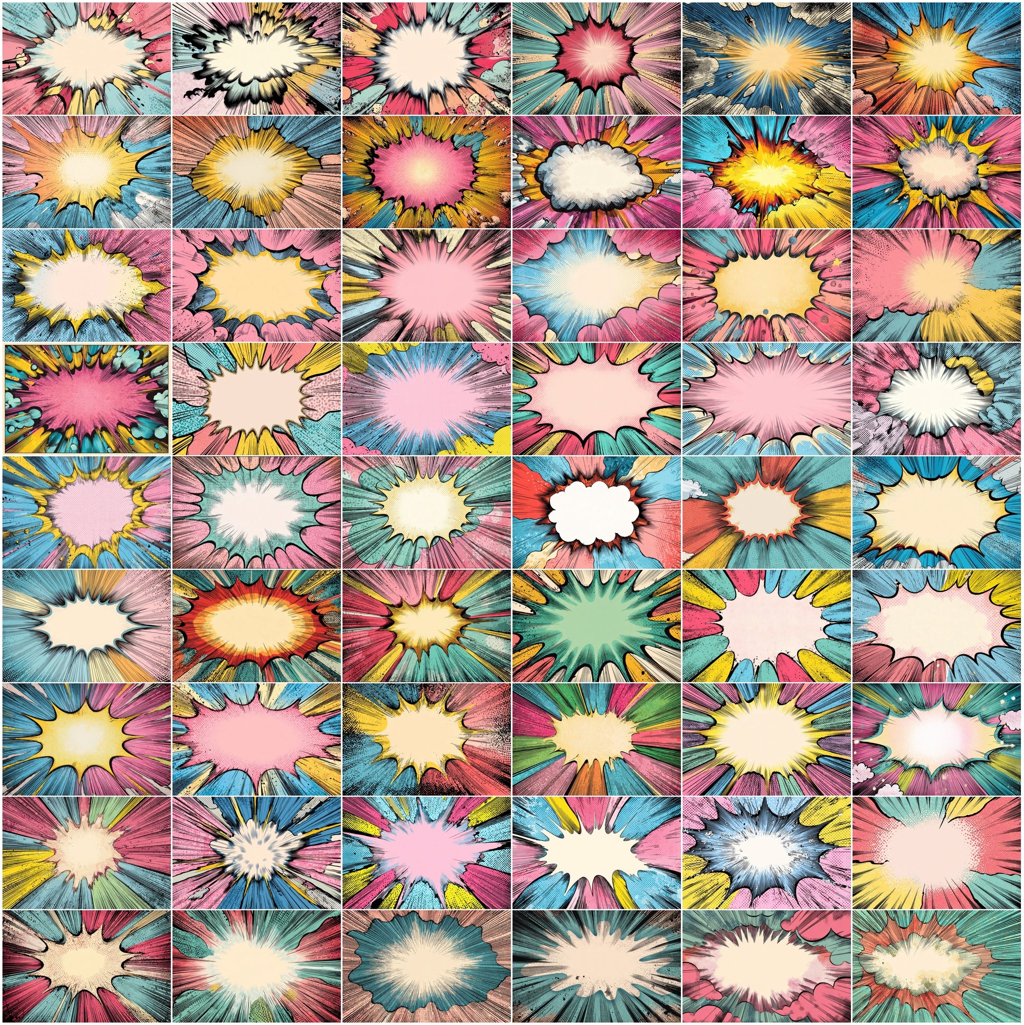 635 Comic Art Backgrounds – High-Resolution Retro Pop Art Explosions