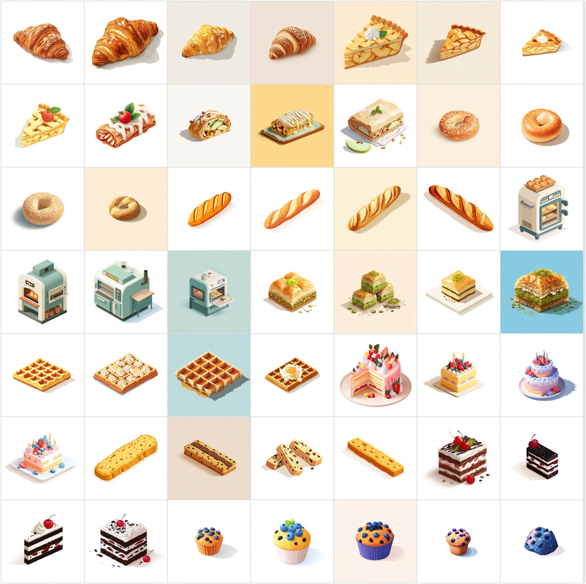 396 Isometric Bakery Clipart Bundle