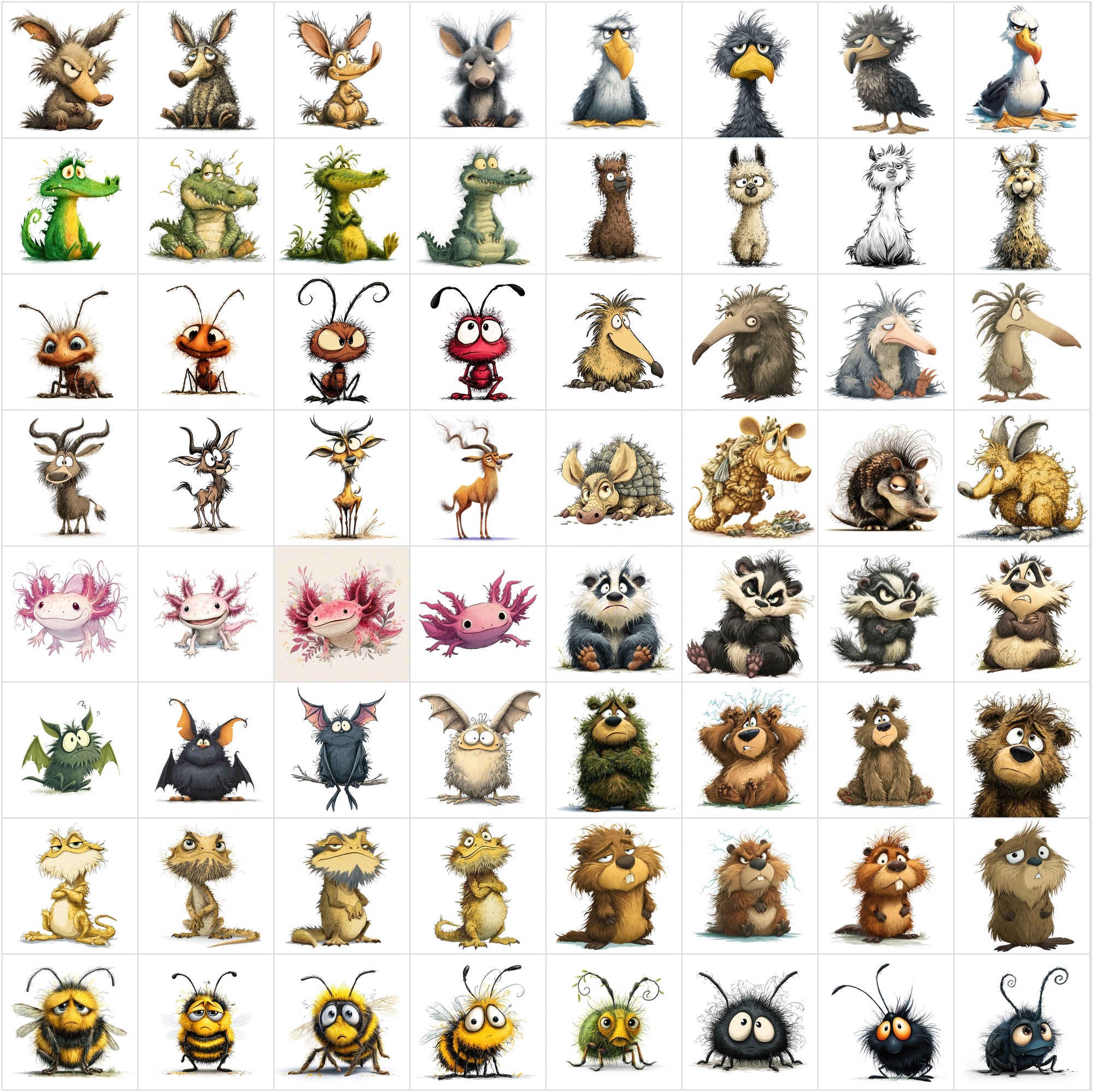 657 Frazzled Animal Cartoon Illustrations