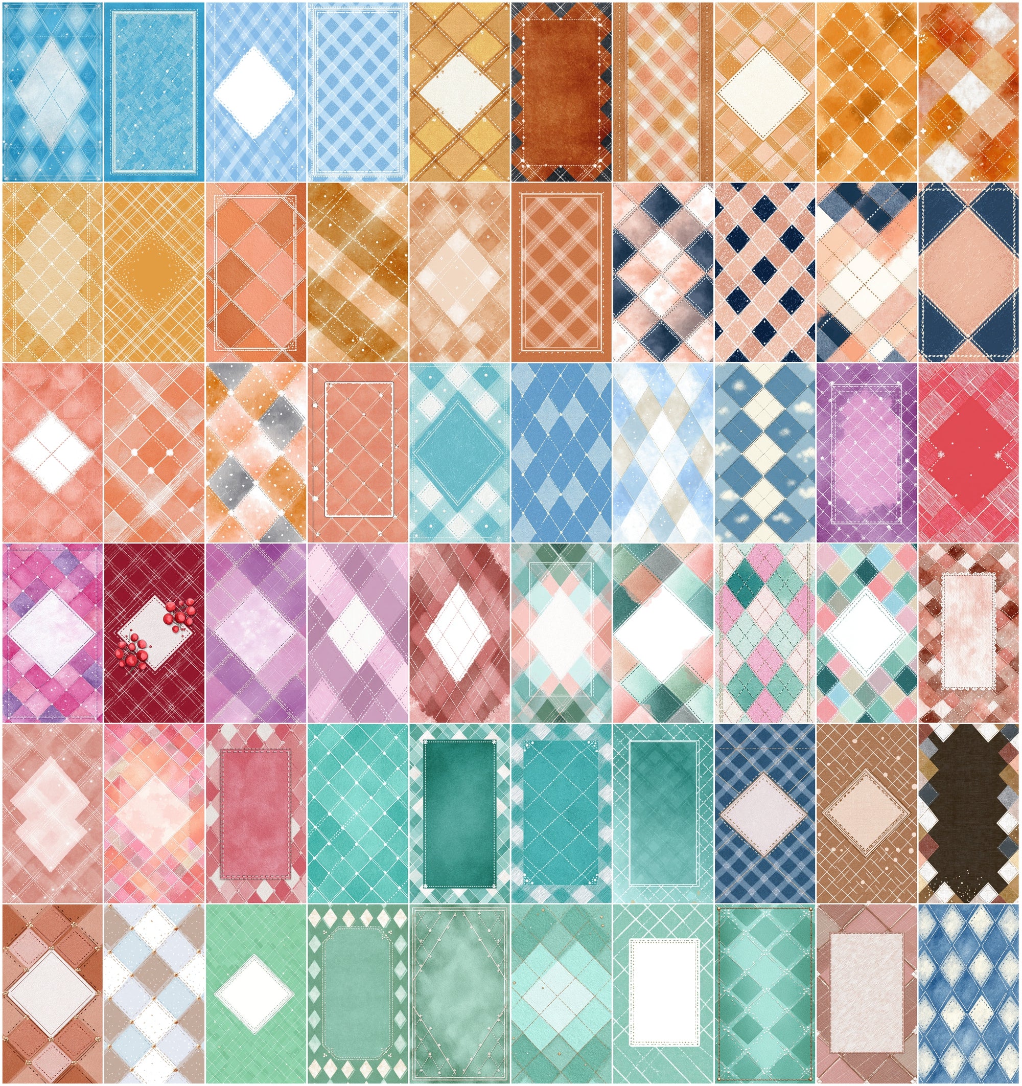 615 Cute Journal Backgrounds Bundle – Pastel Checkered Digital Papers, Aesthetic Scrapbook Pages, Dreamy Crayon Texture JPG Pack