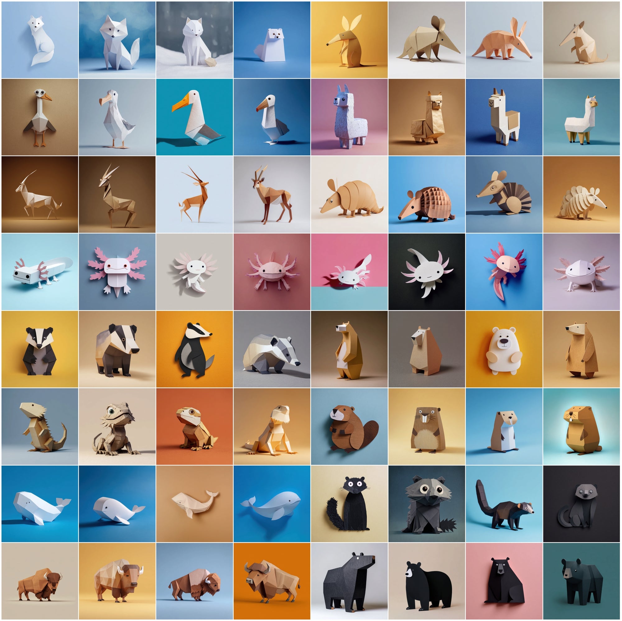 635 Paper Animal Clipart Bundle | Cartoon Minimalist Art