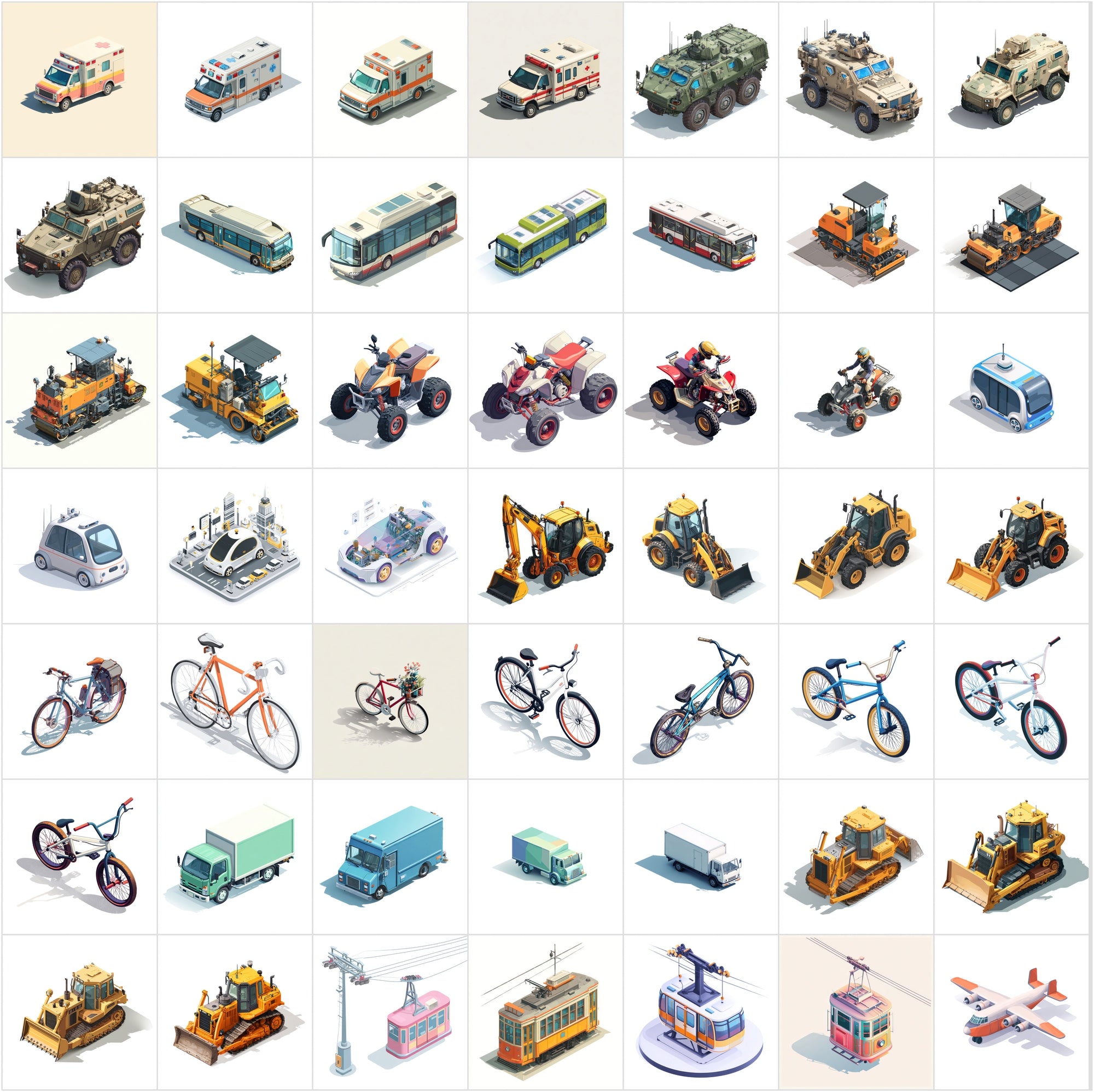 435 Isometric Vehicle Illustrations