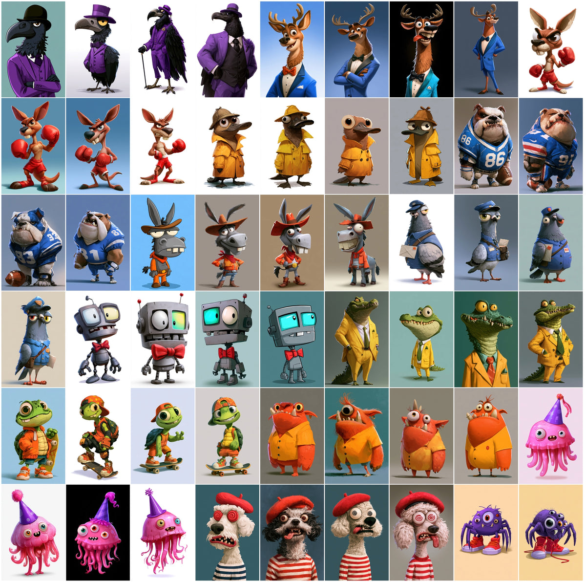 620 Cartoon Mascot Characters Bundle – Funny 2D Game Art Animals & Monsters