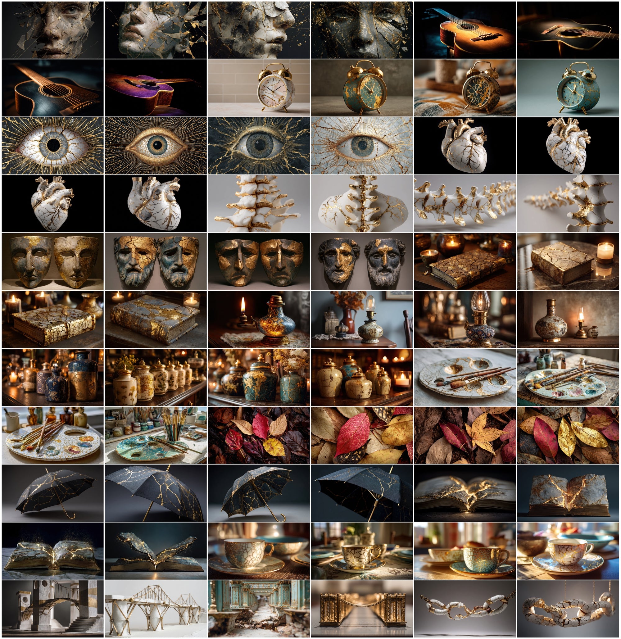 518 Gold Kintsugi Art Images | Commercial License | High Resolution JPG | Healing Metaphor Graphics