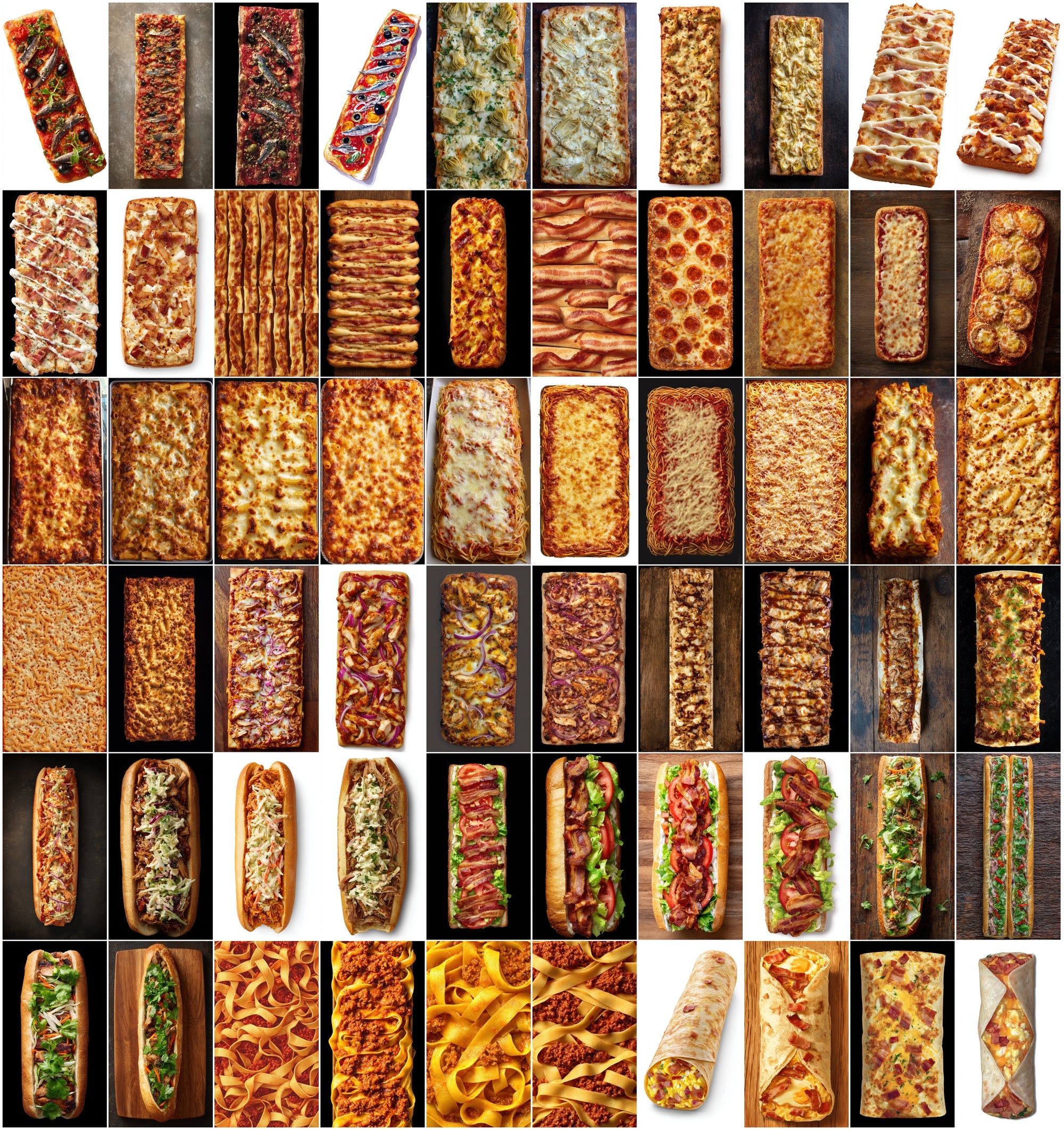 630 Realistic Food Images Bundle | Pizza, Pasta, Sandwiches & More | 9:16 Vertical Stock Photos