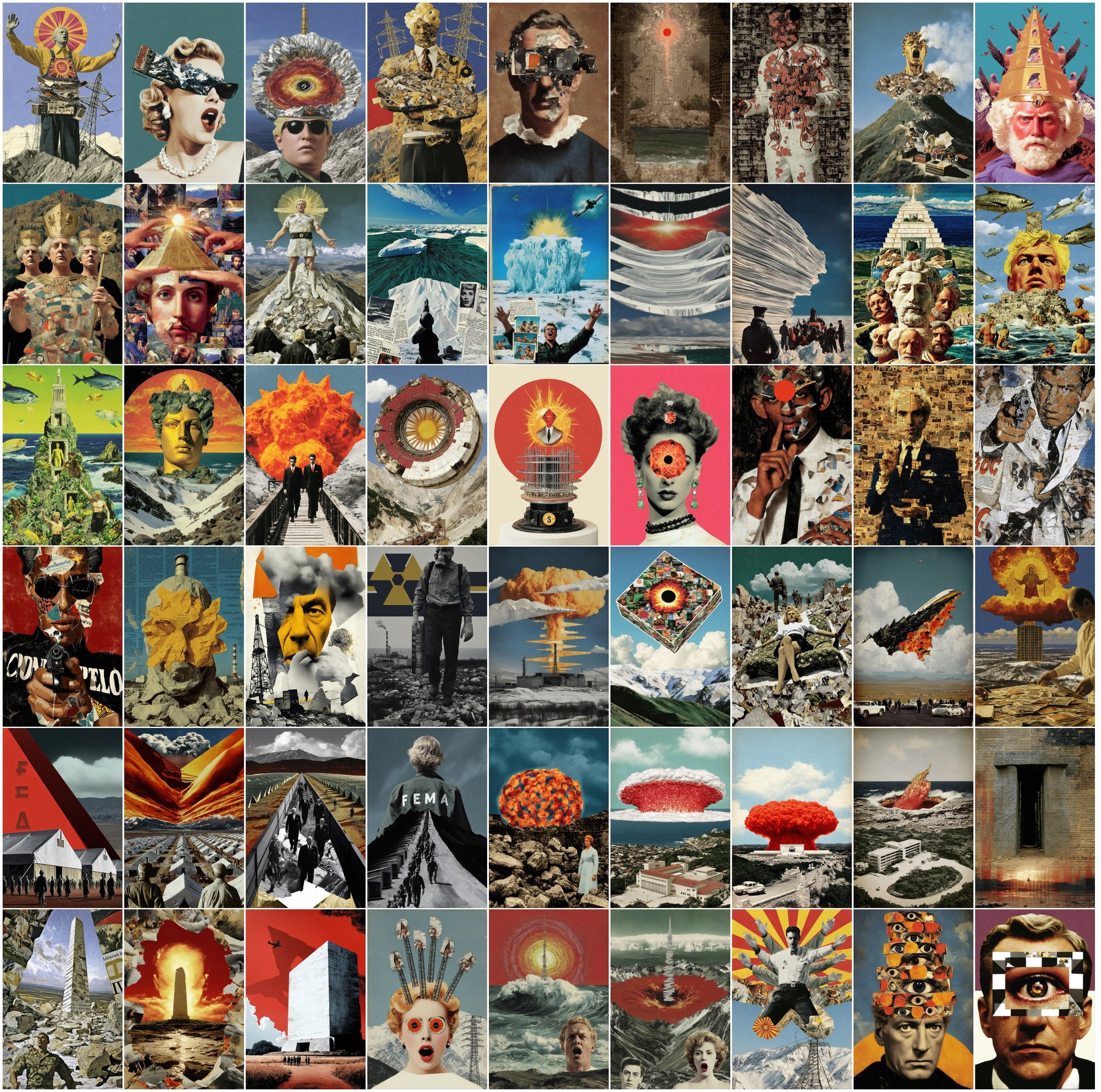 500 Strange Retro Sci-Fi Backgrounds | Bizarre Pop-Art Collage JPGs | Glitch, Conspiracy, Vaporwave, Surreal Aesthetic