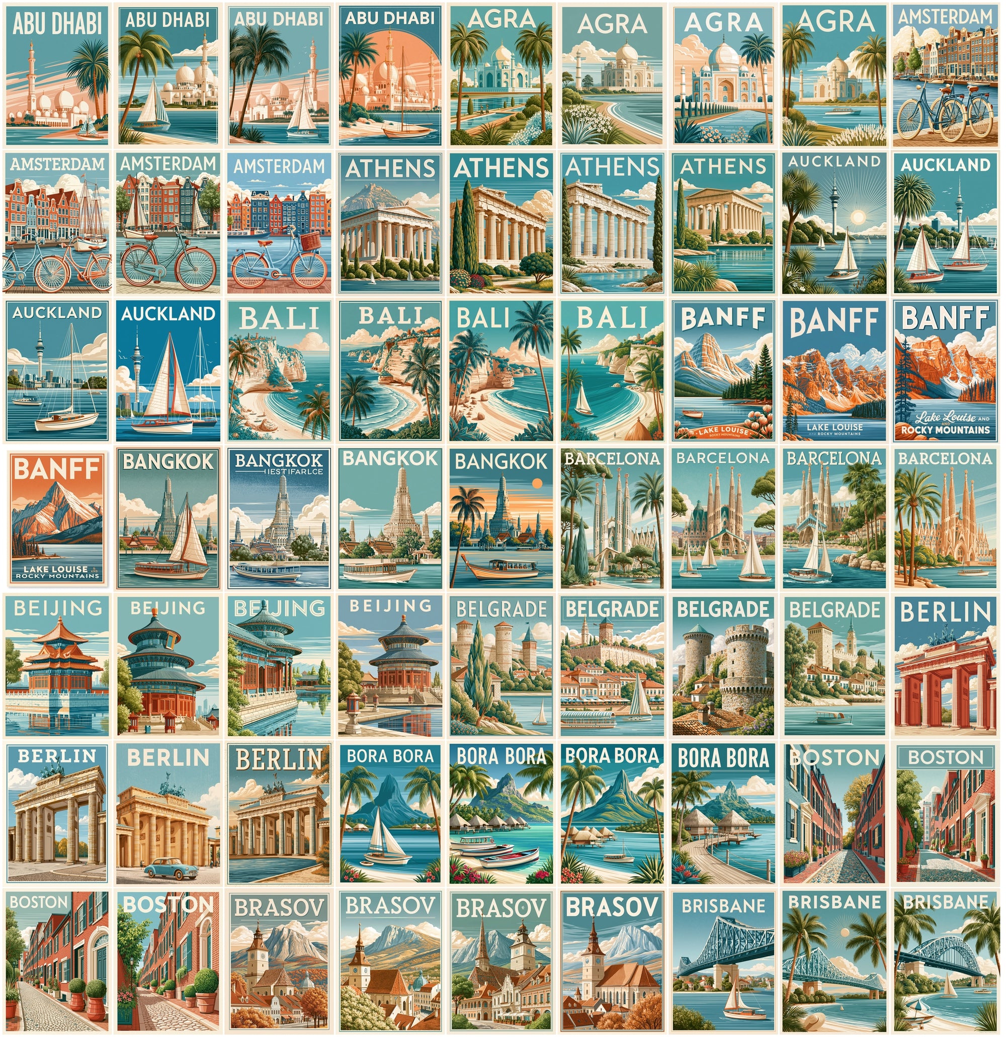 635 Vintage Travel Postcards Bundle, Printable City Posters, Retro Landmark Wall Art