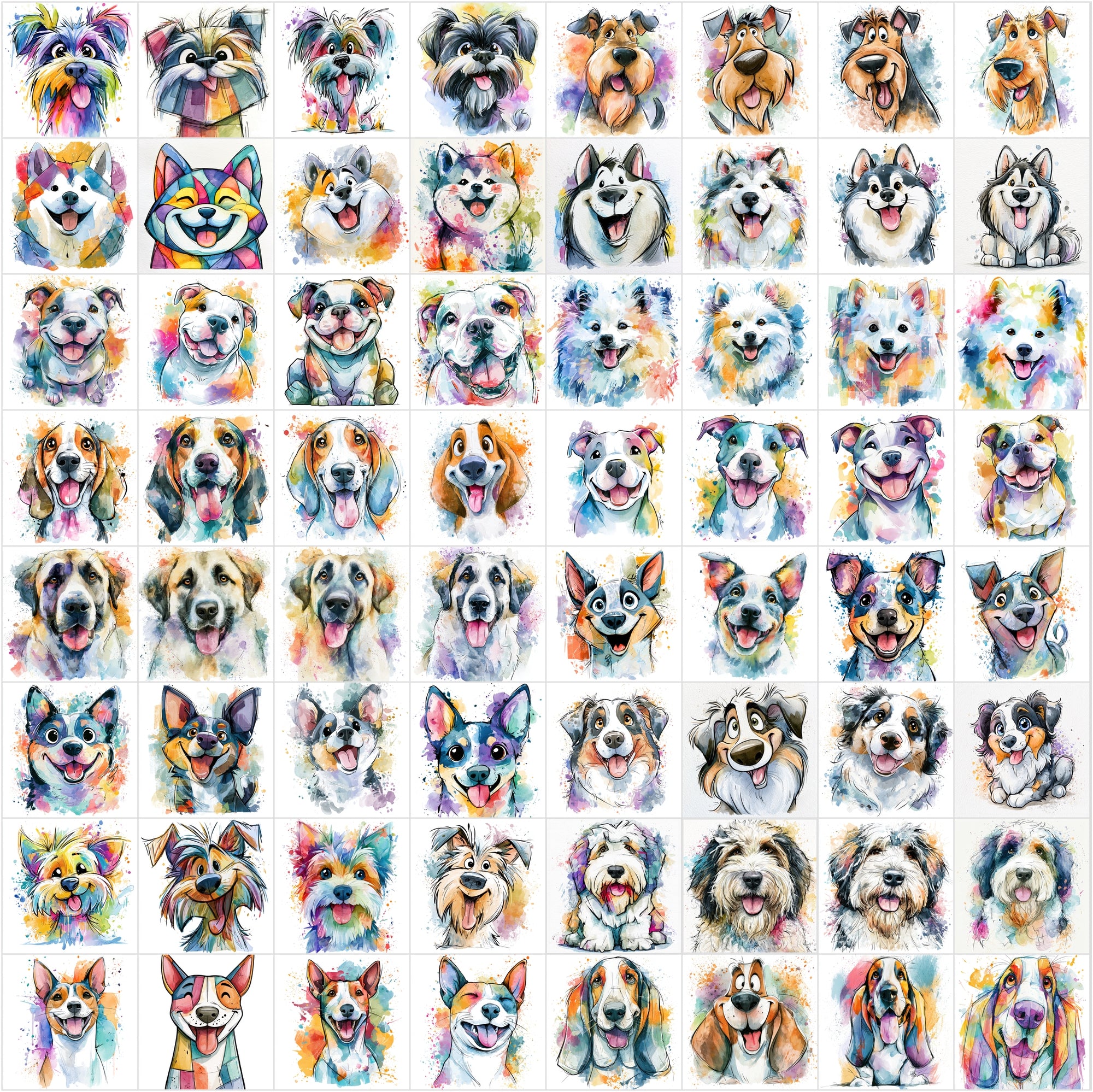 650 Dog Clipart Images – Cute Dog Breeds JPG Bundle with Commercial License