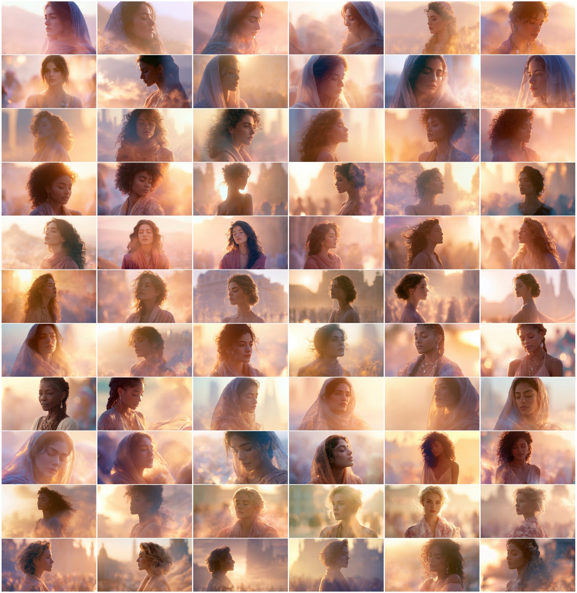 Double Exposure Women Portraits Bundle, 630 Ethereal Cultural JPG Images for Design & Commercial Use