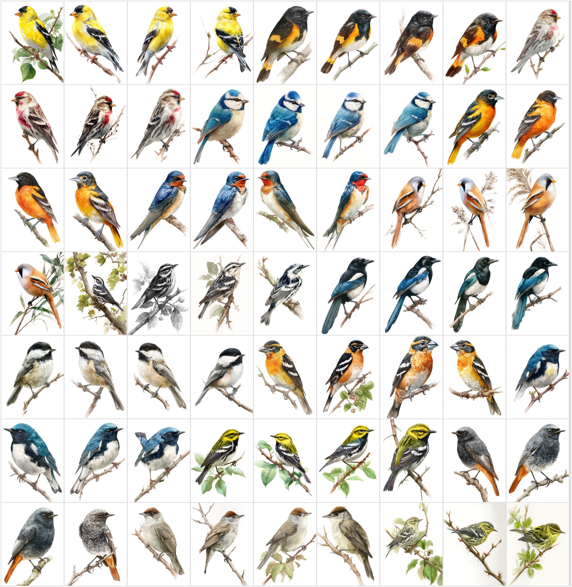 680 Bird Illustrations Bundle – Realistic Birds Clipart