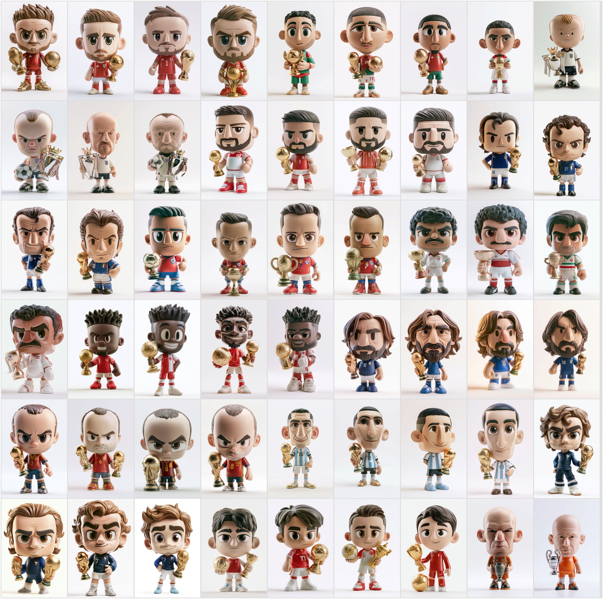 680 Football Vinyl Figure Clipart Bundle, Soccer Player Collectible Toy Art