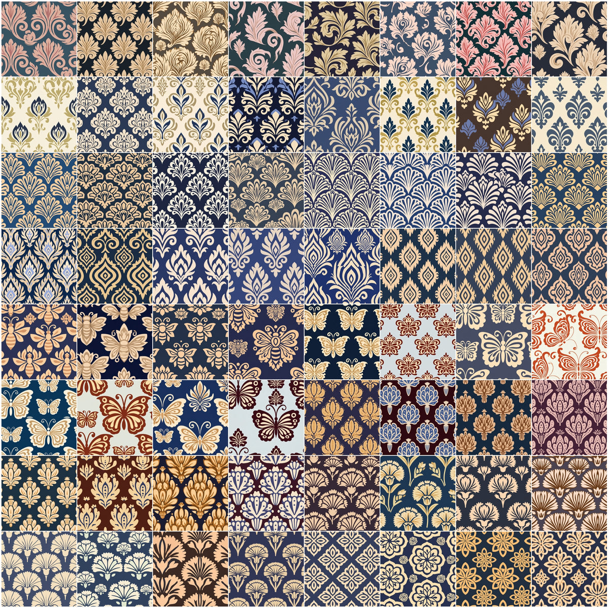 620 Seamless Patterns Bundle – Two-Color Vector Textile Designs, Tileable JPG & Photoshop PAT, Commercial License
