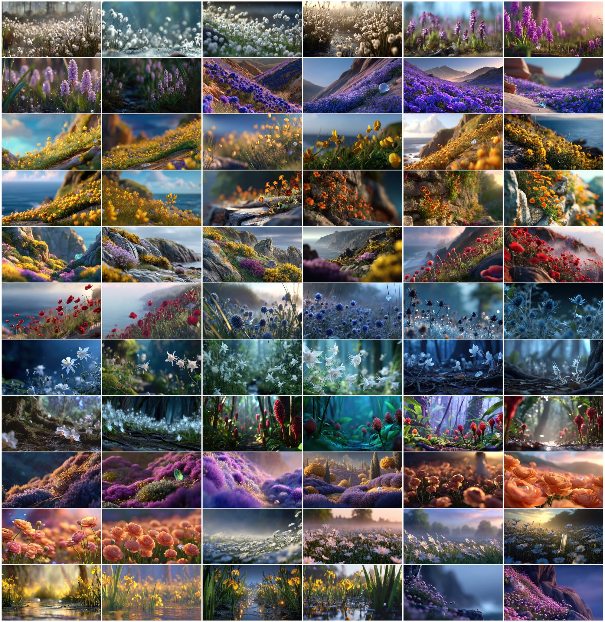 635 Enchanted Floral Landscapes JPG Bundle, Cinematic Wildflower Fields