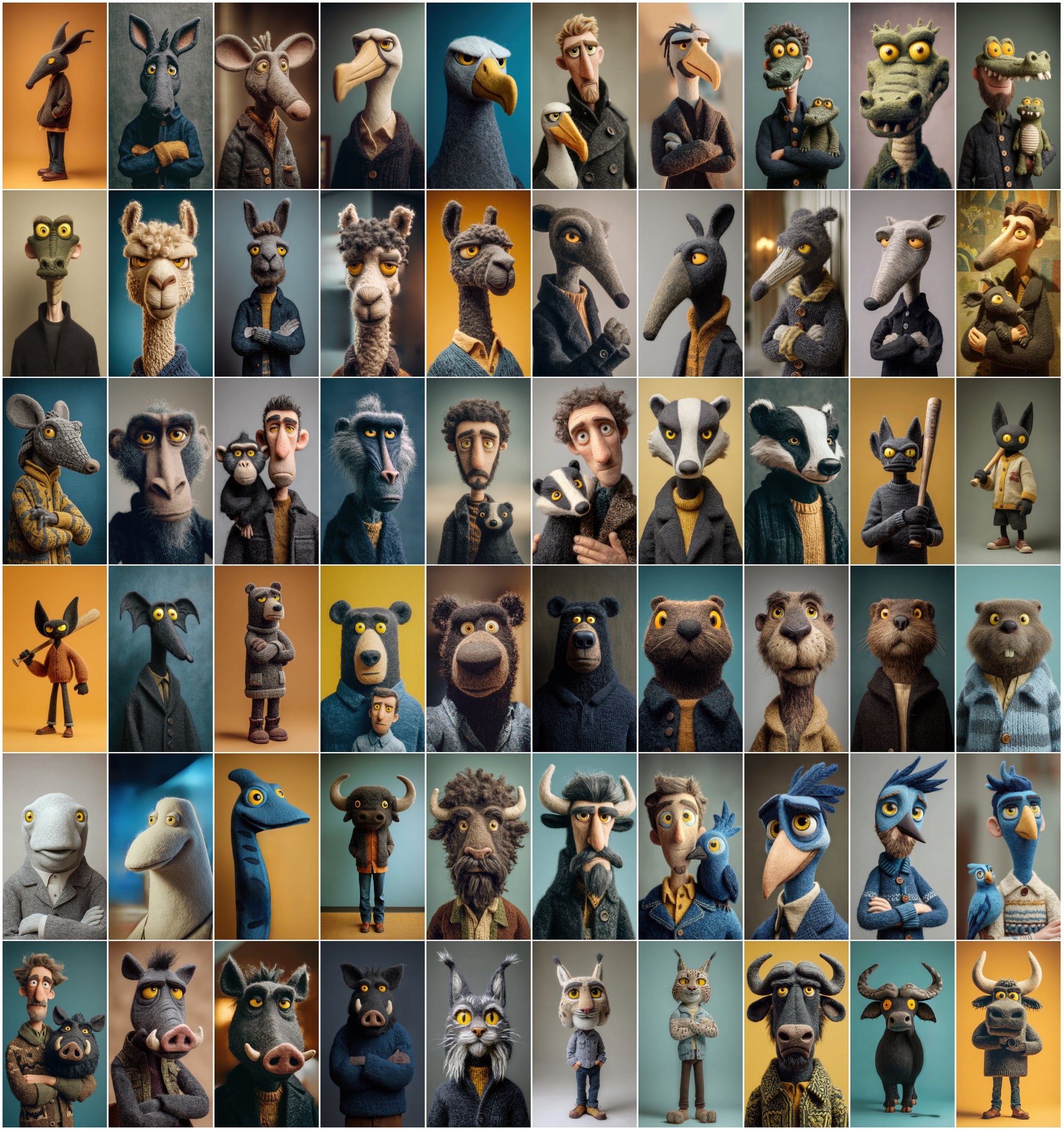 530 Felt Style Animal Portrait Images Bundle